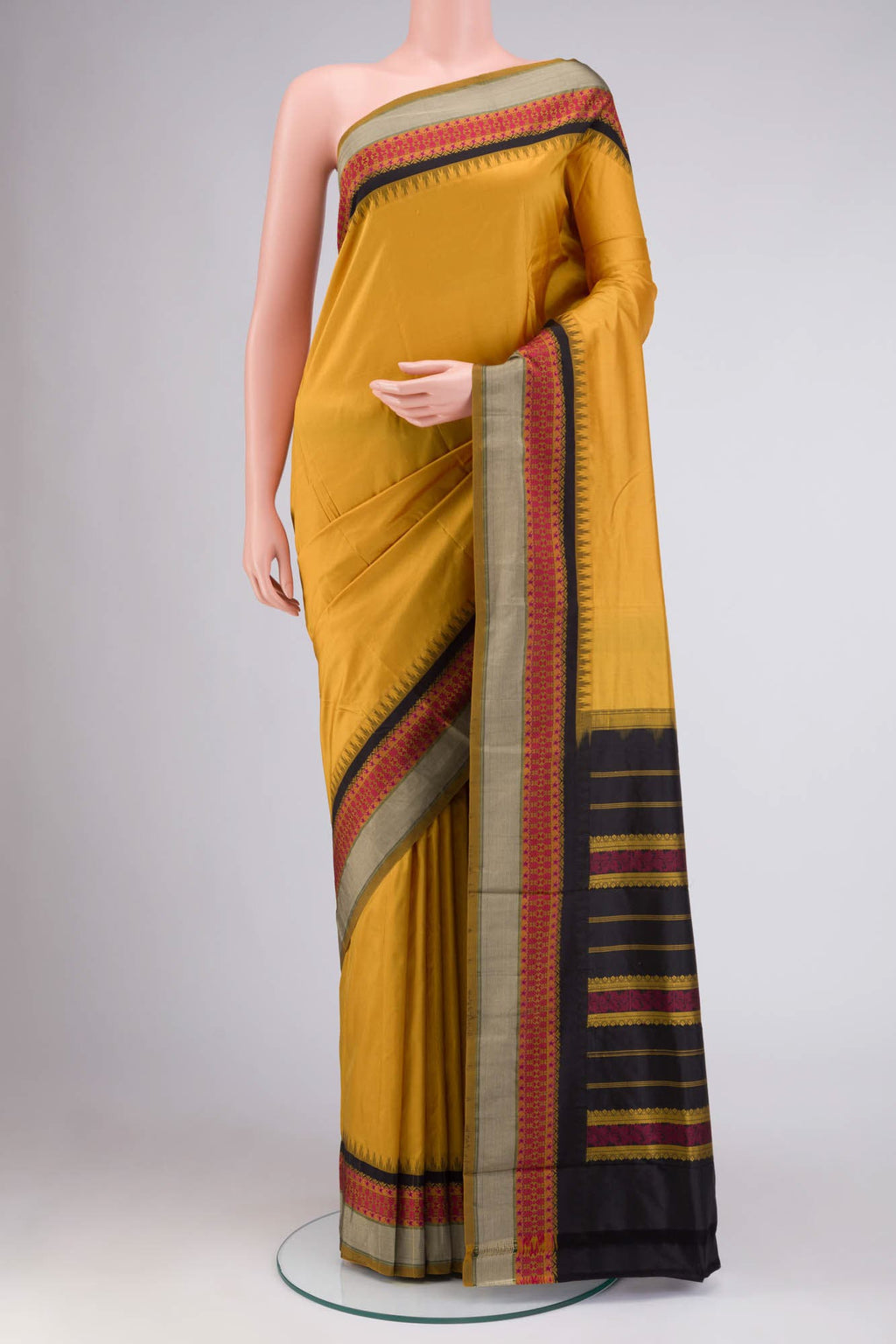 Yellow Bangalore Silk Saree
