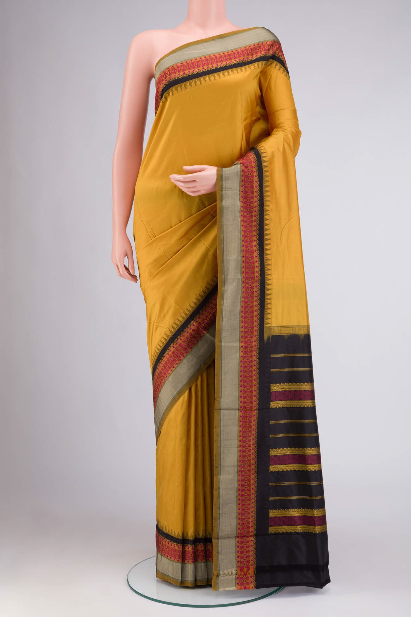 Yellow Bangalore Silk Saree