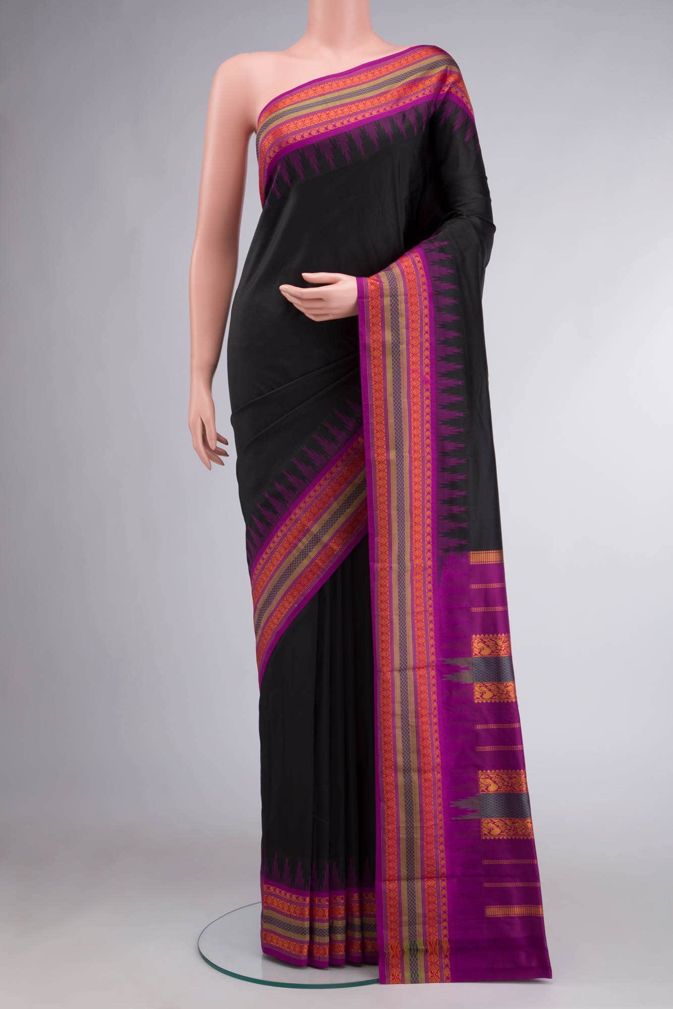 Black Bangalore Silk Saree