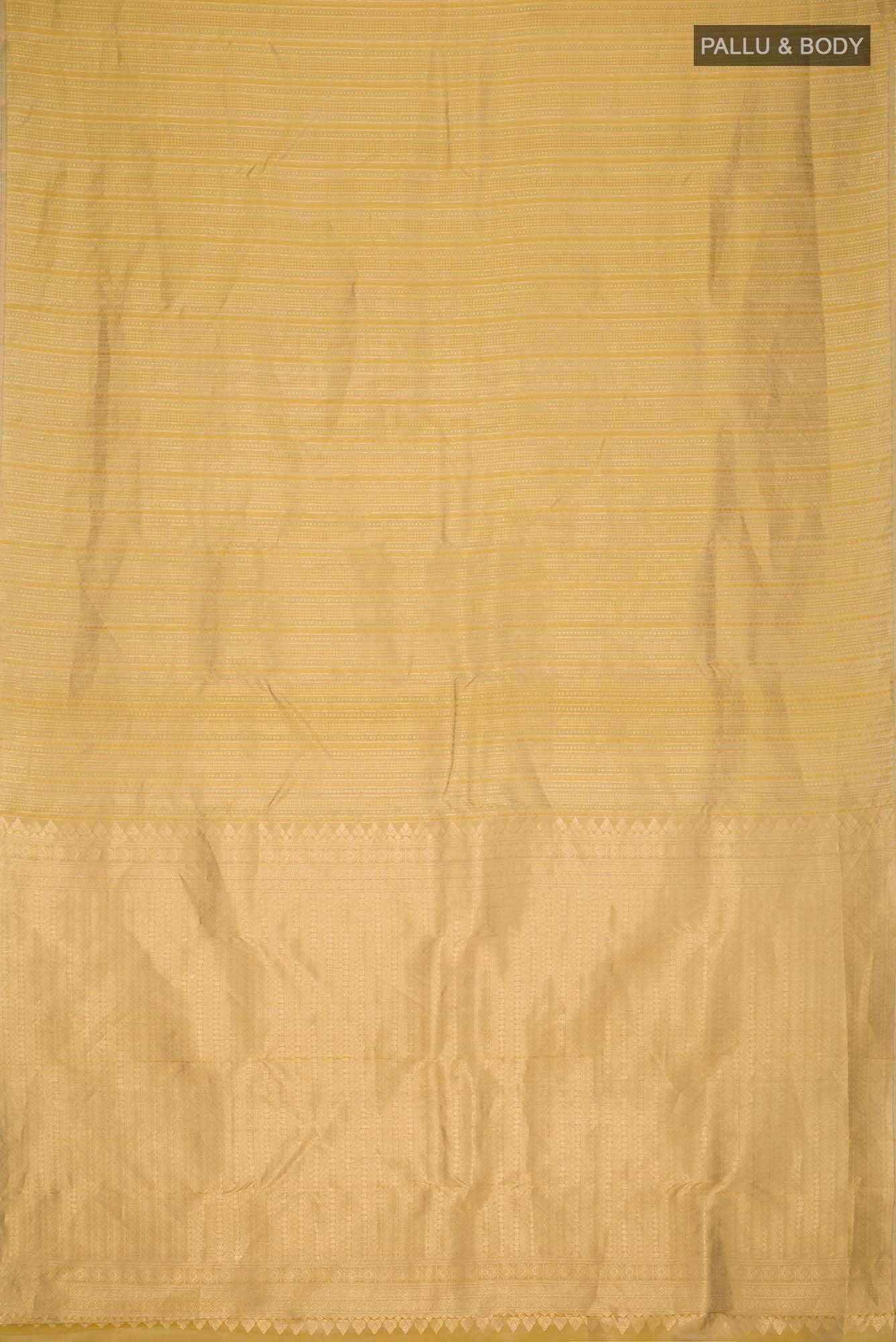 Beige with Green Dual Tone Kanchipuram Silk Saree