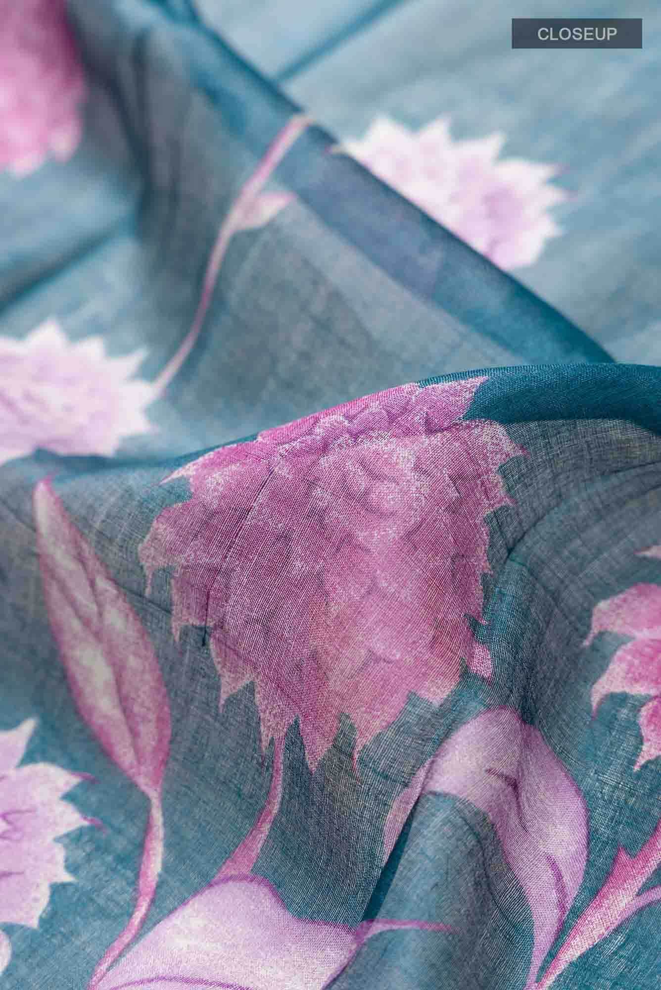 Blue Bhagalpuri Tussar Silk Saree