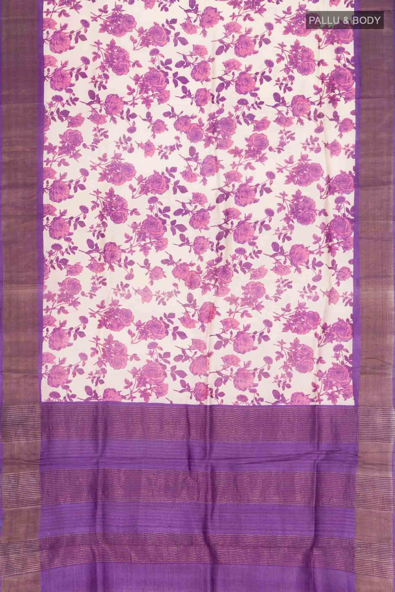 Beige Bhagalpuri Tussar Silk Saree