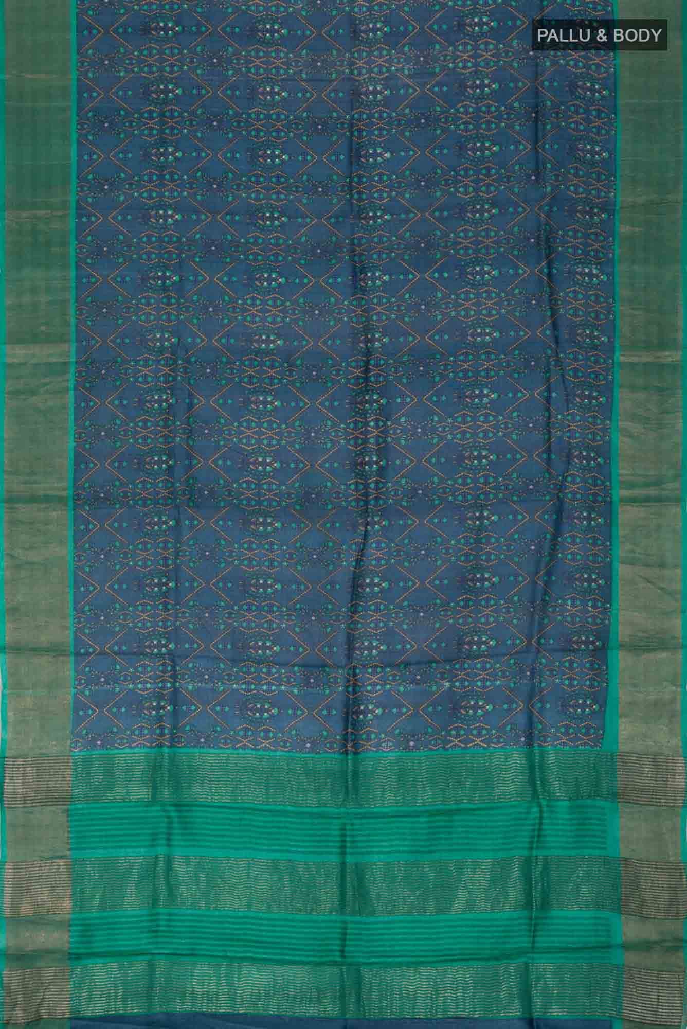 Blue Grey Bhagalpuri Tussar Silk Saree