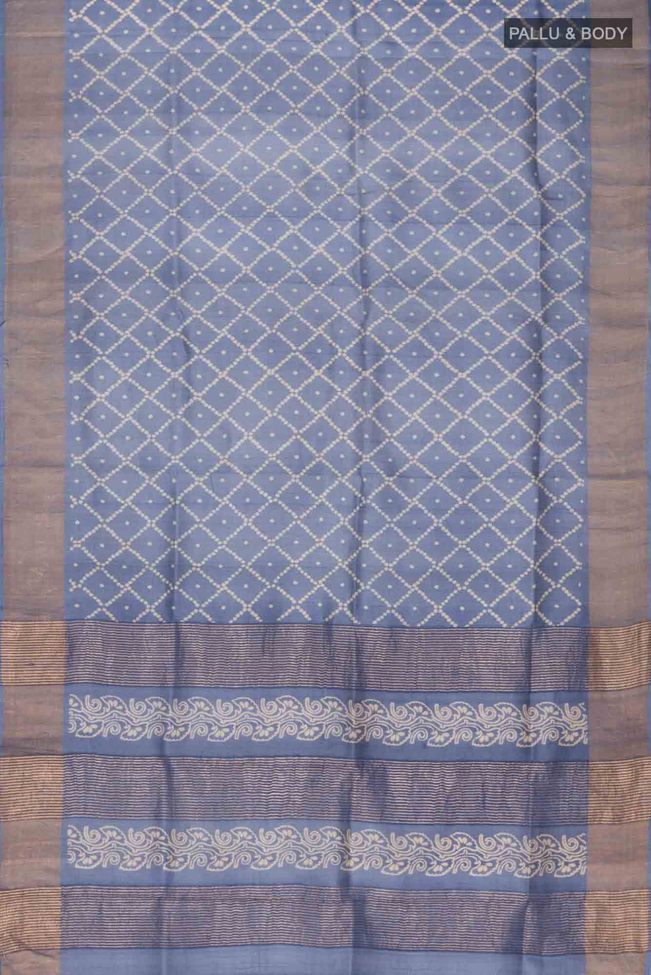 Blue Bhagalpuri Tussar Silk Saree