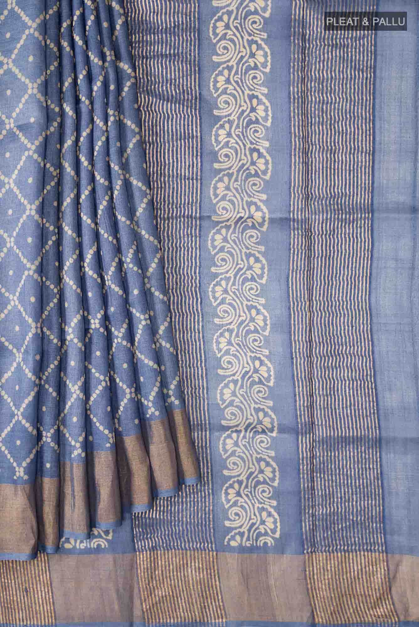 Blue Bhagalpuri Tussar Silk Saree