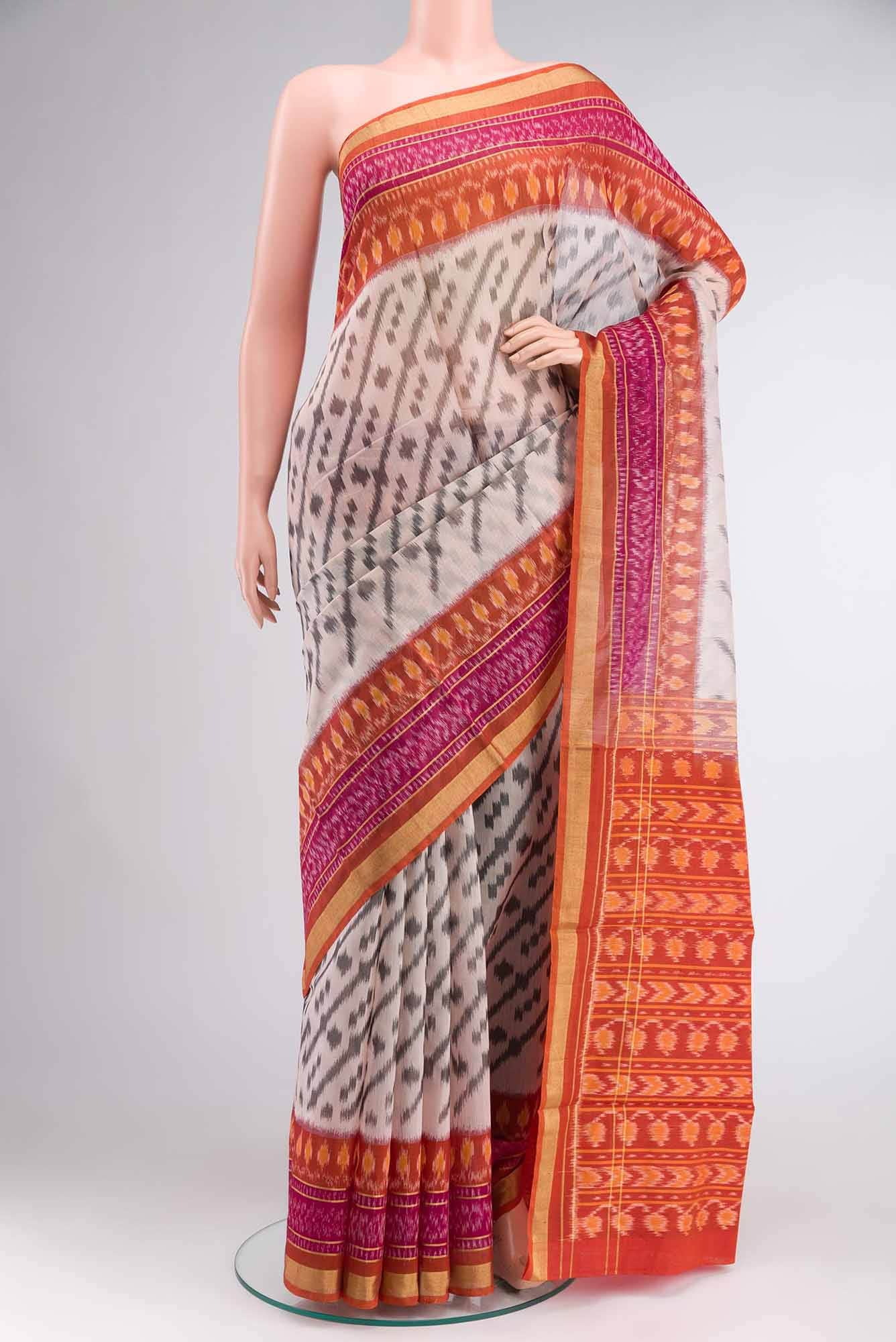 Cream Silk Cotton Saree