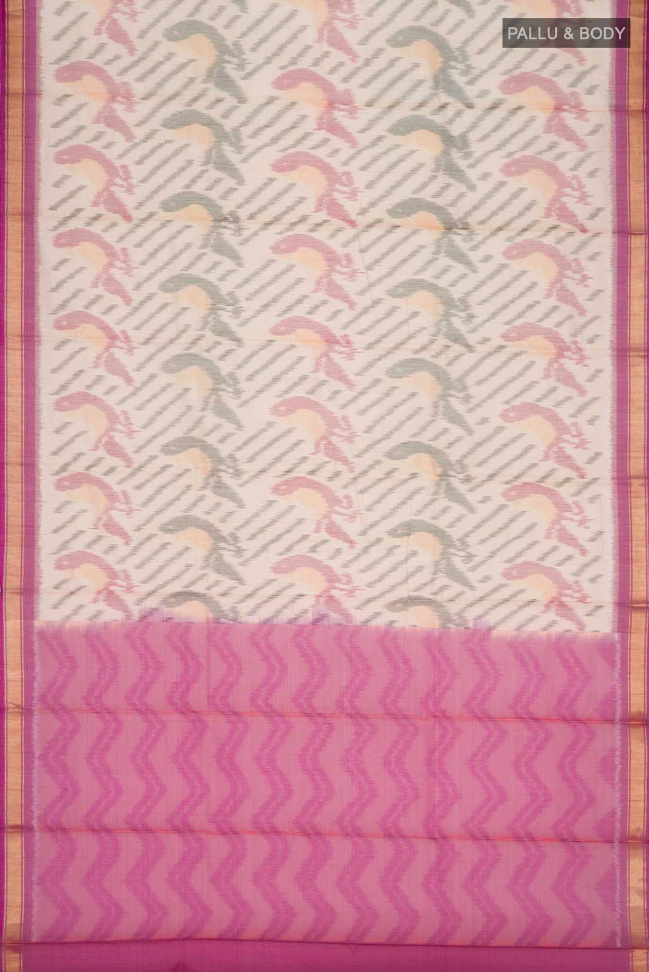 Beige Yellow Dual Tone Silk Cotton Saree