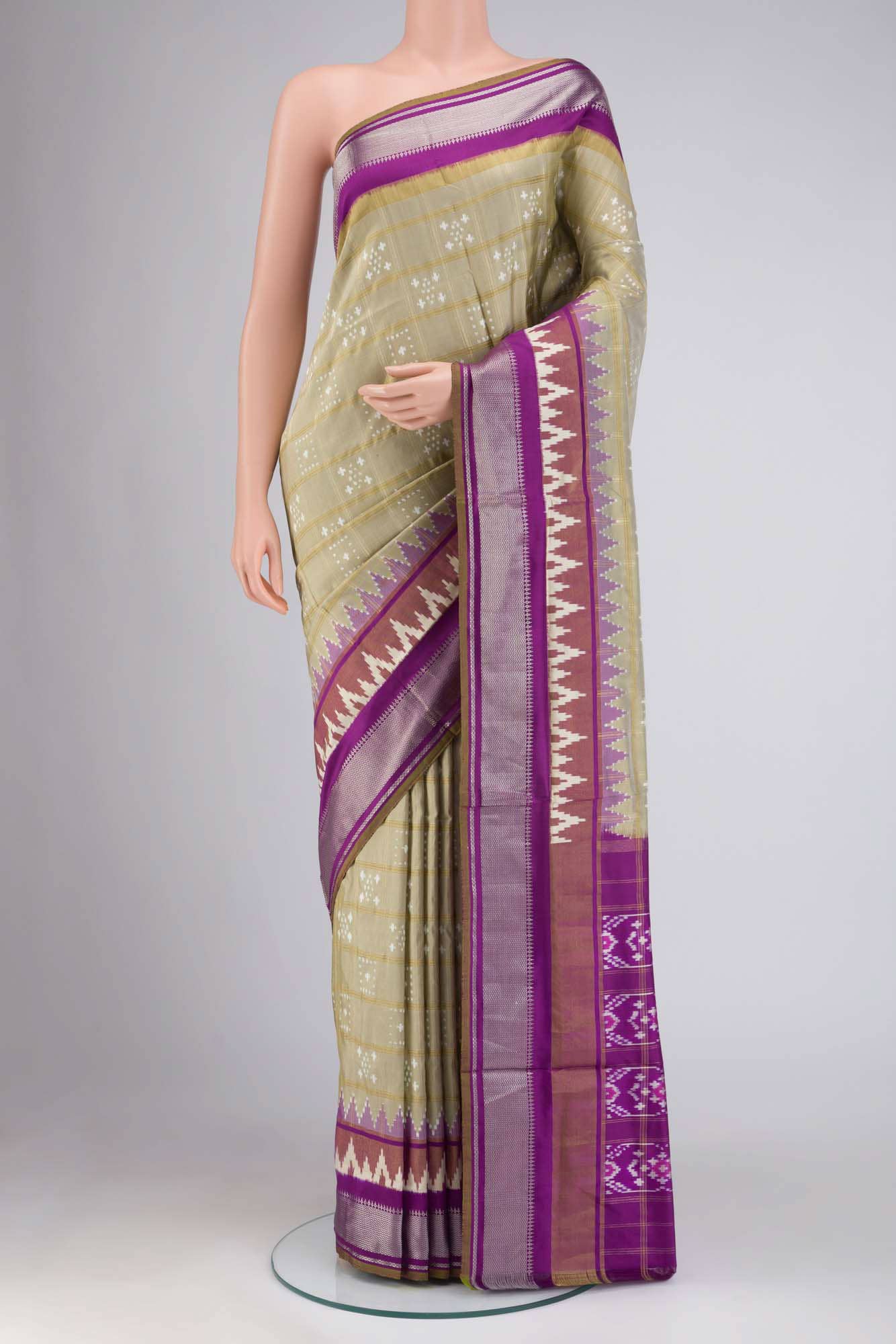 Beige Pochampally Silk Saree