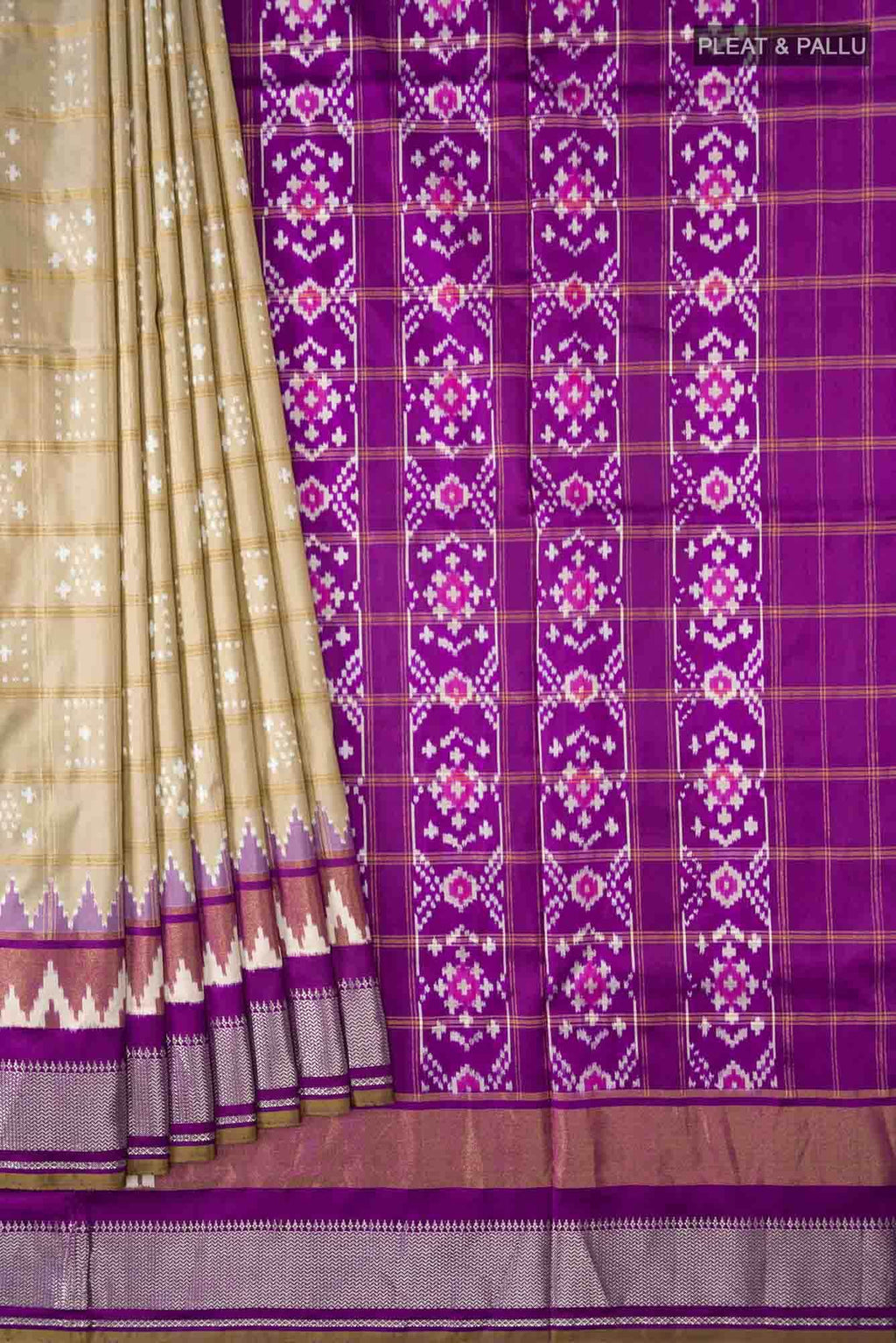 Beige Pochampally Silk Saree