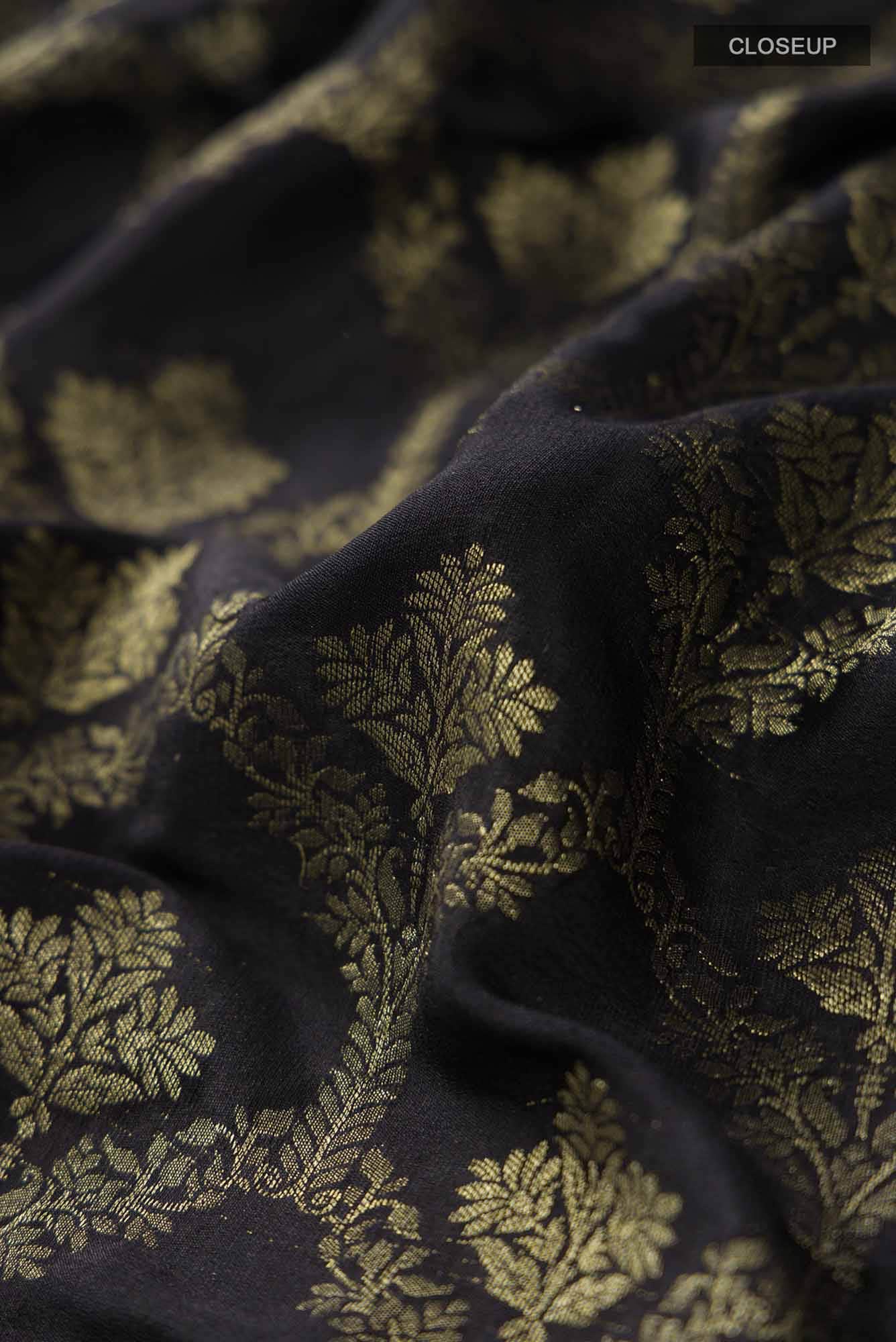 Black Mysore Crepe Saree