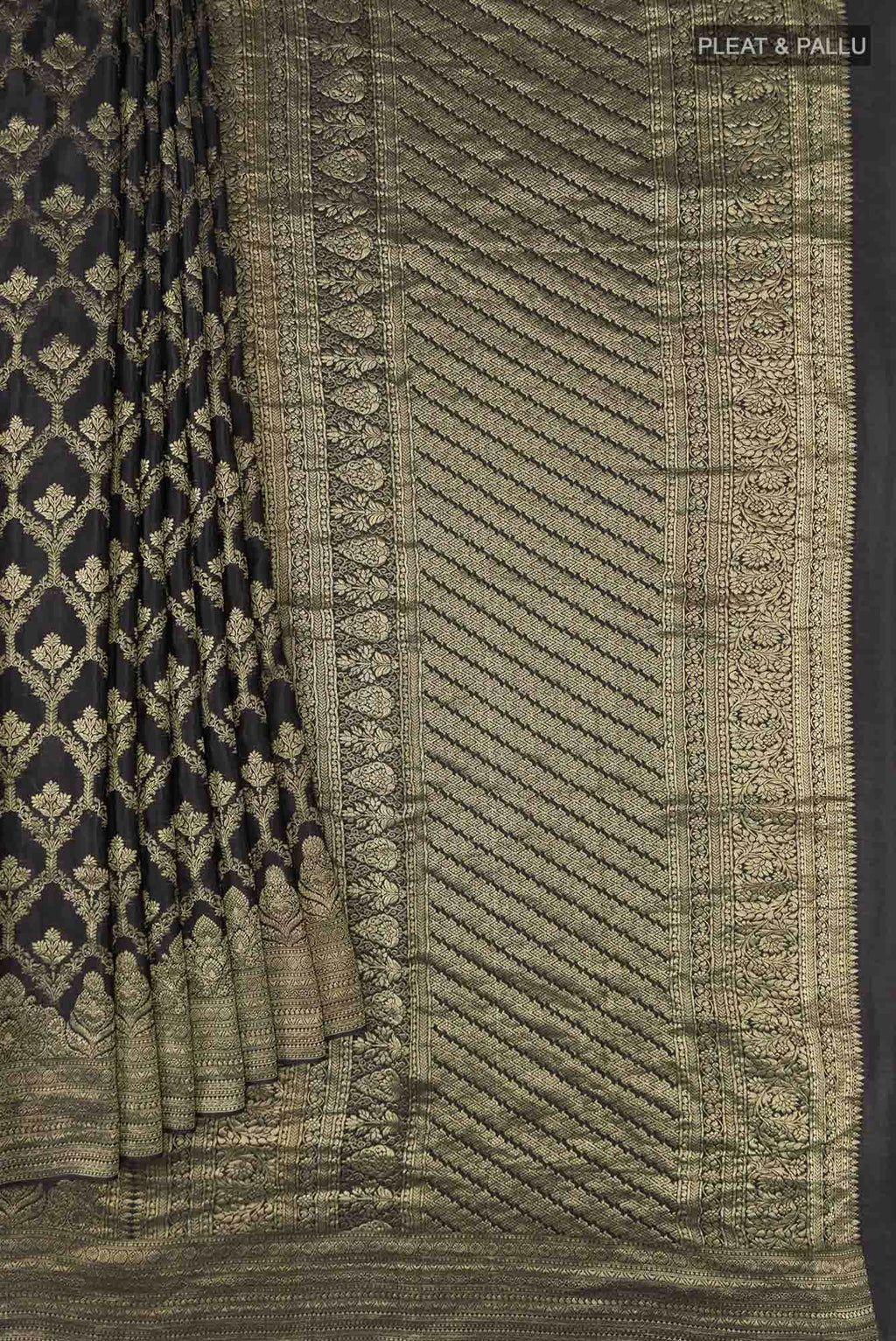 Black Mysore Crepe Saree