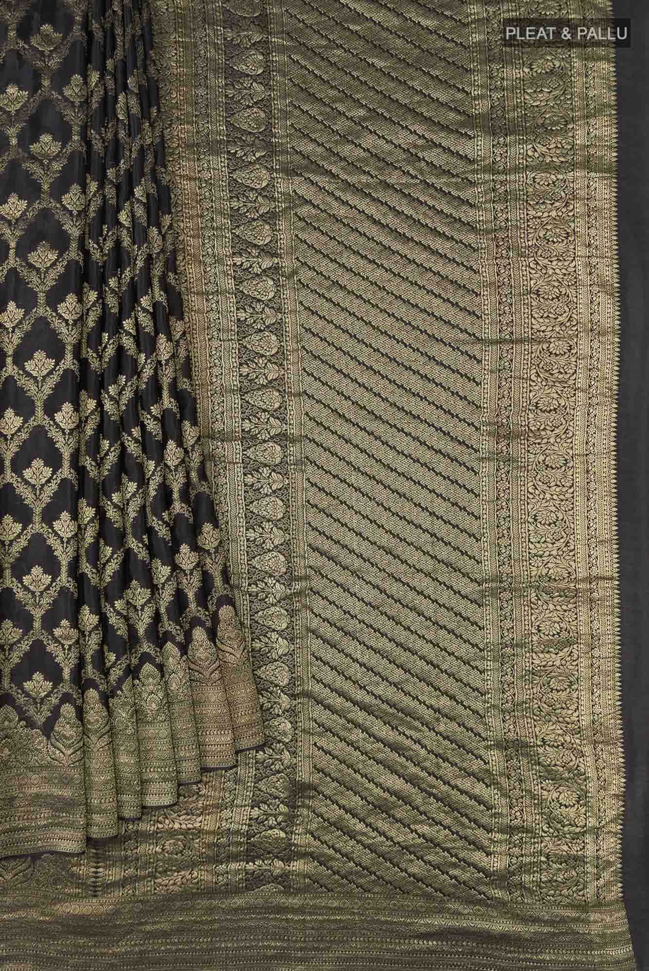 Black Mysore Crepe Saree