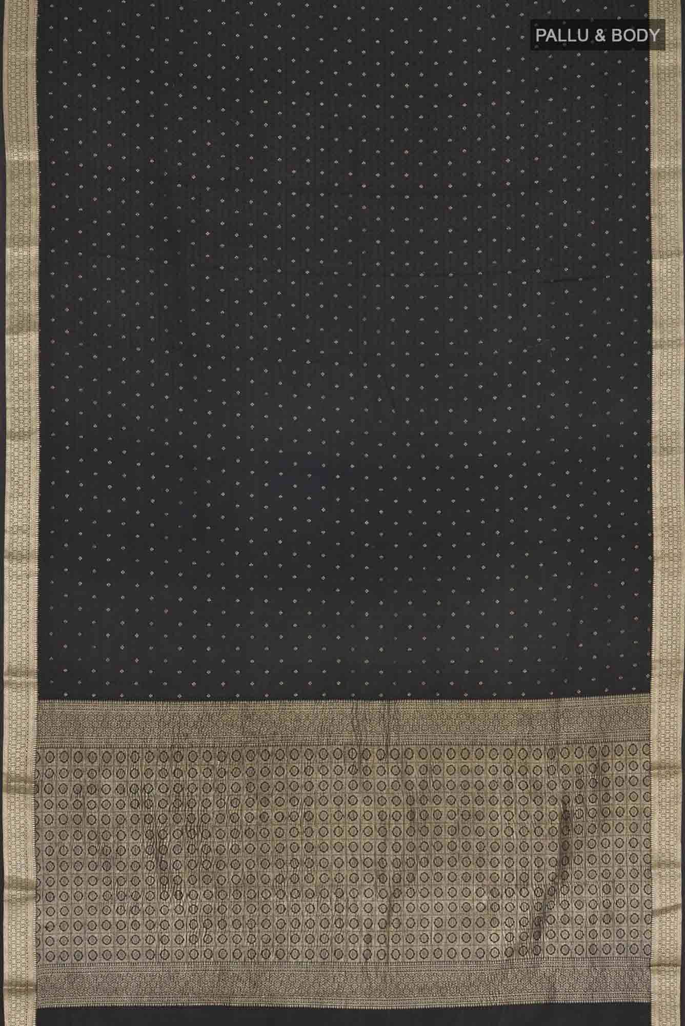Black Mysore Crepe Saree