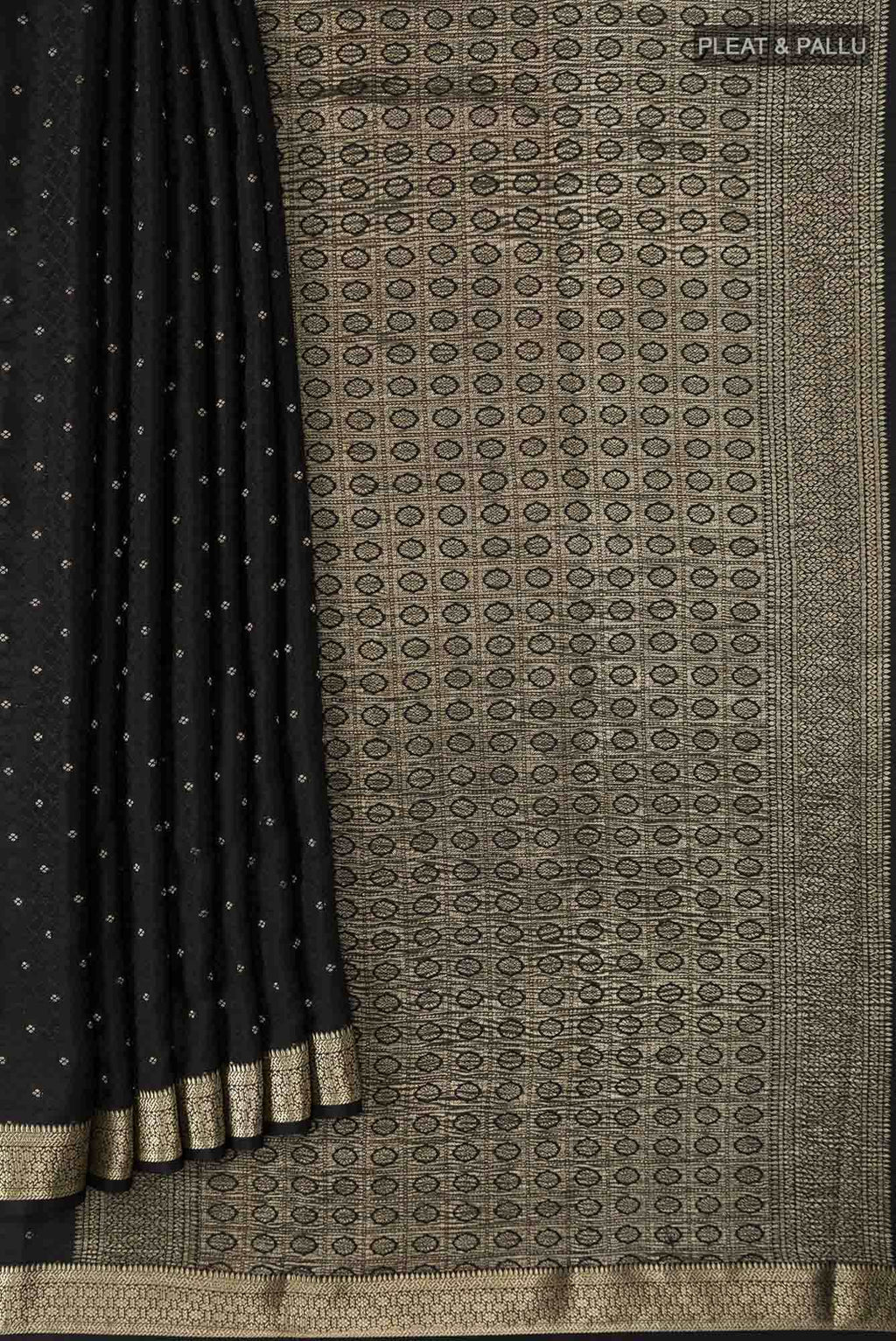 Black Mysore Crepe Saree