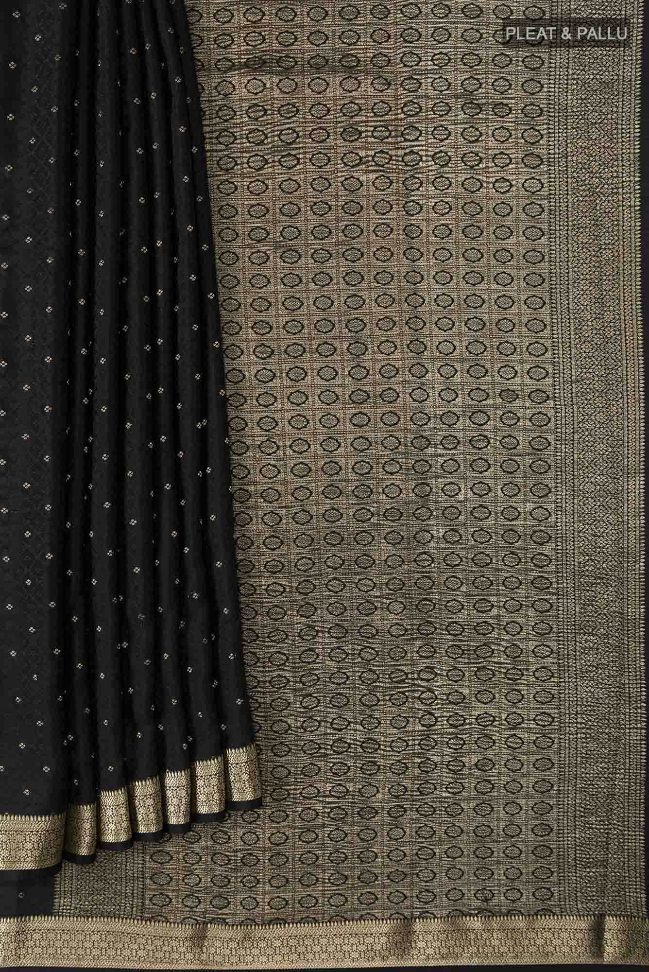 Black Mysore Crepe Saree