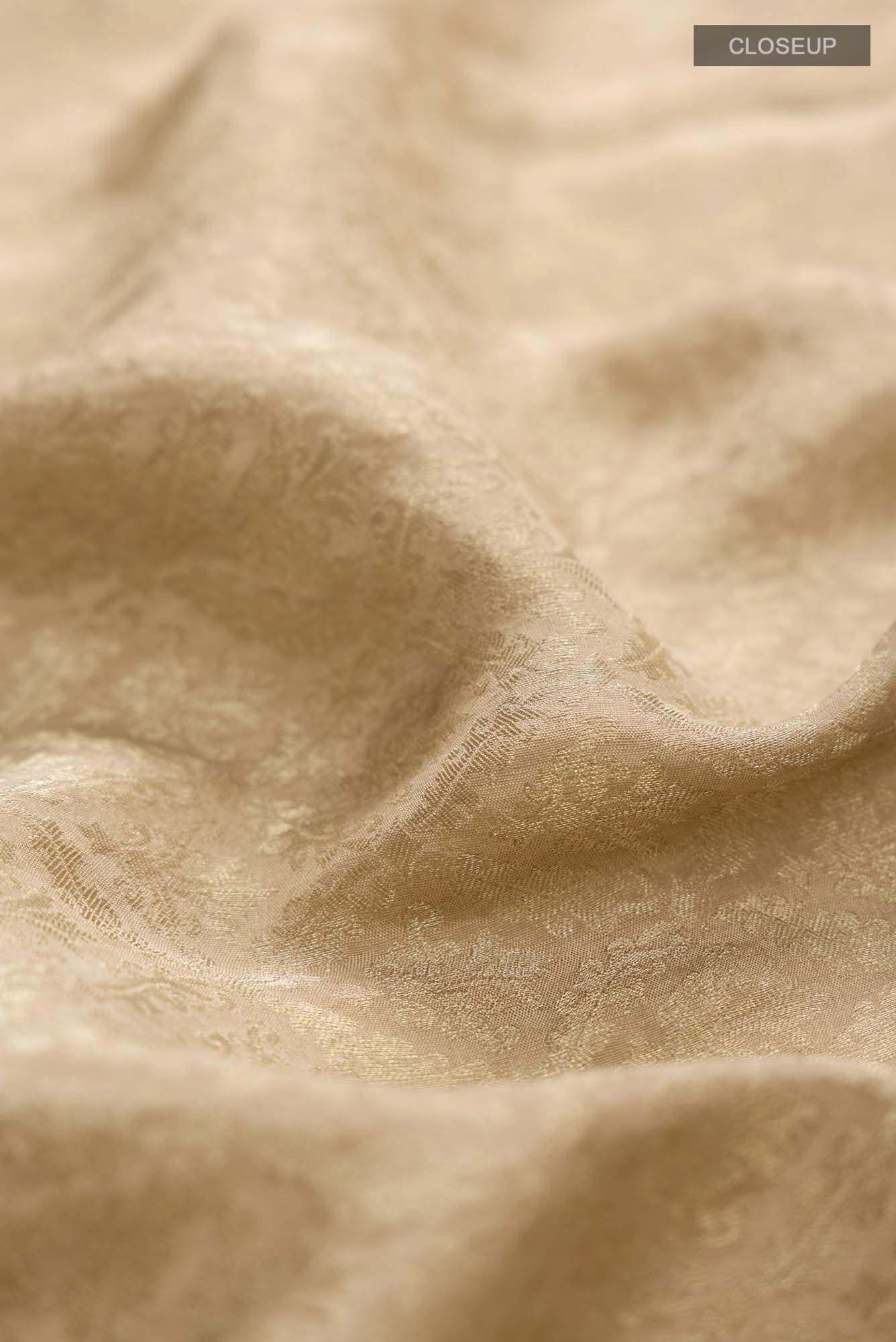 Beige Mysore Crepe Saree
