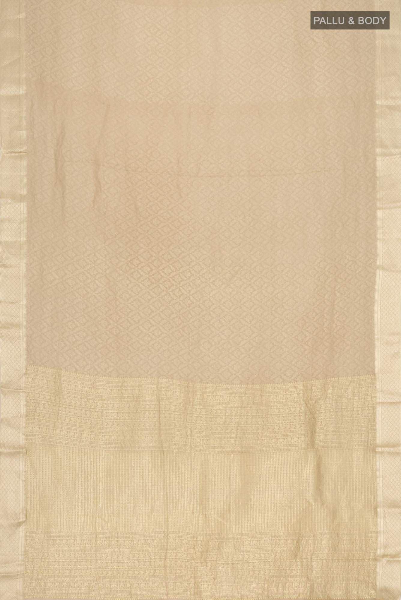 Beige Mysore Crepe Saree