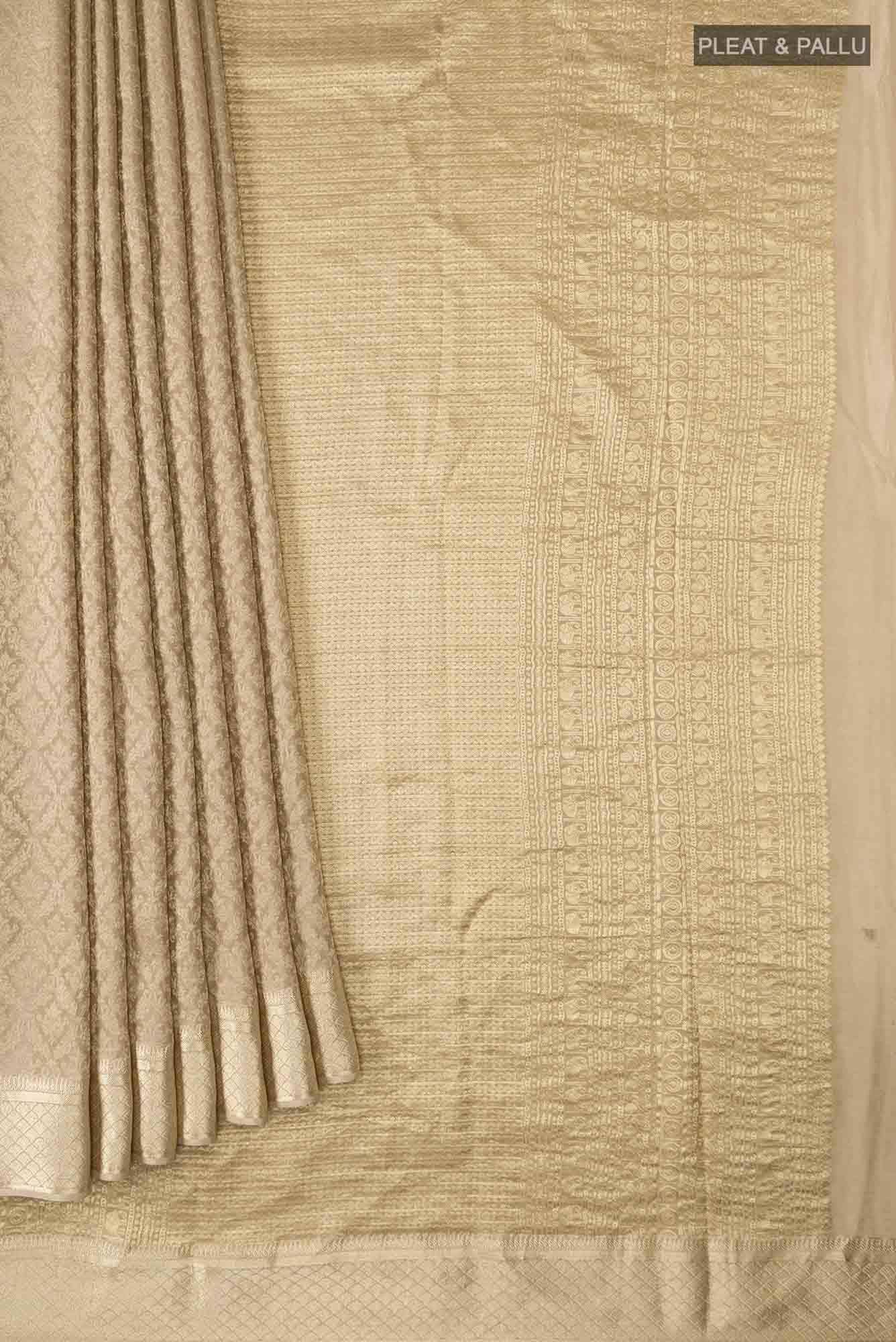 Beige Mysore Crepe Saree