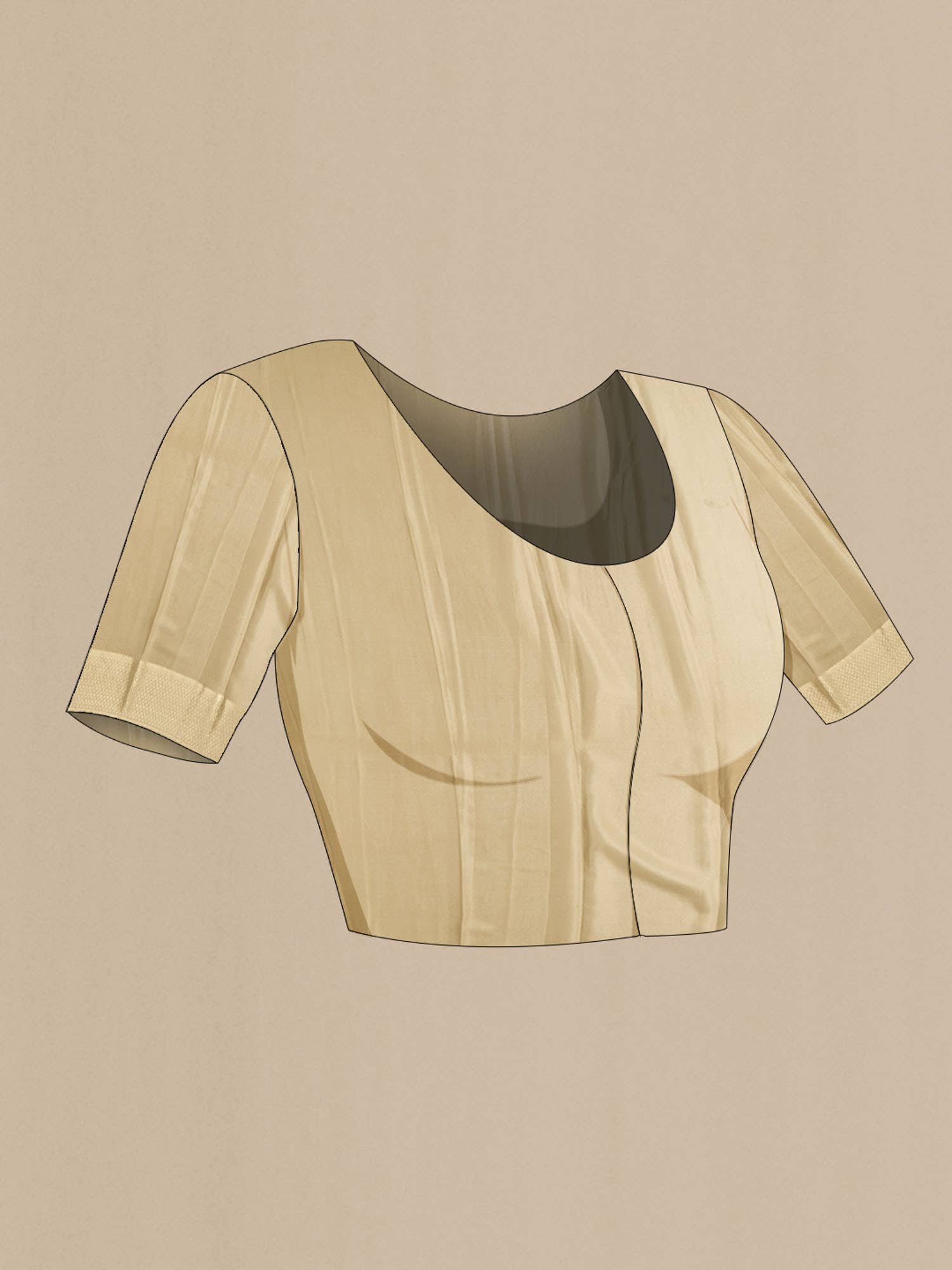 Beige Mysore Crepe Saree