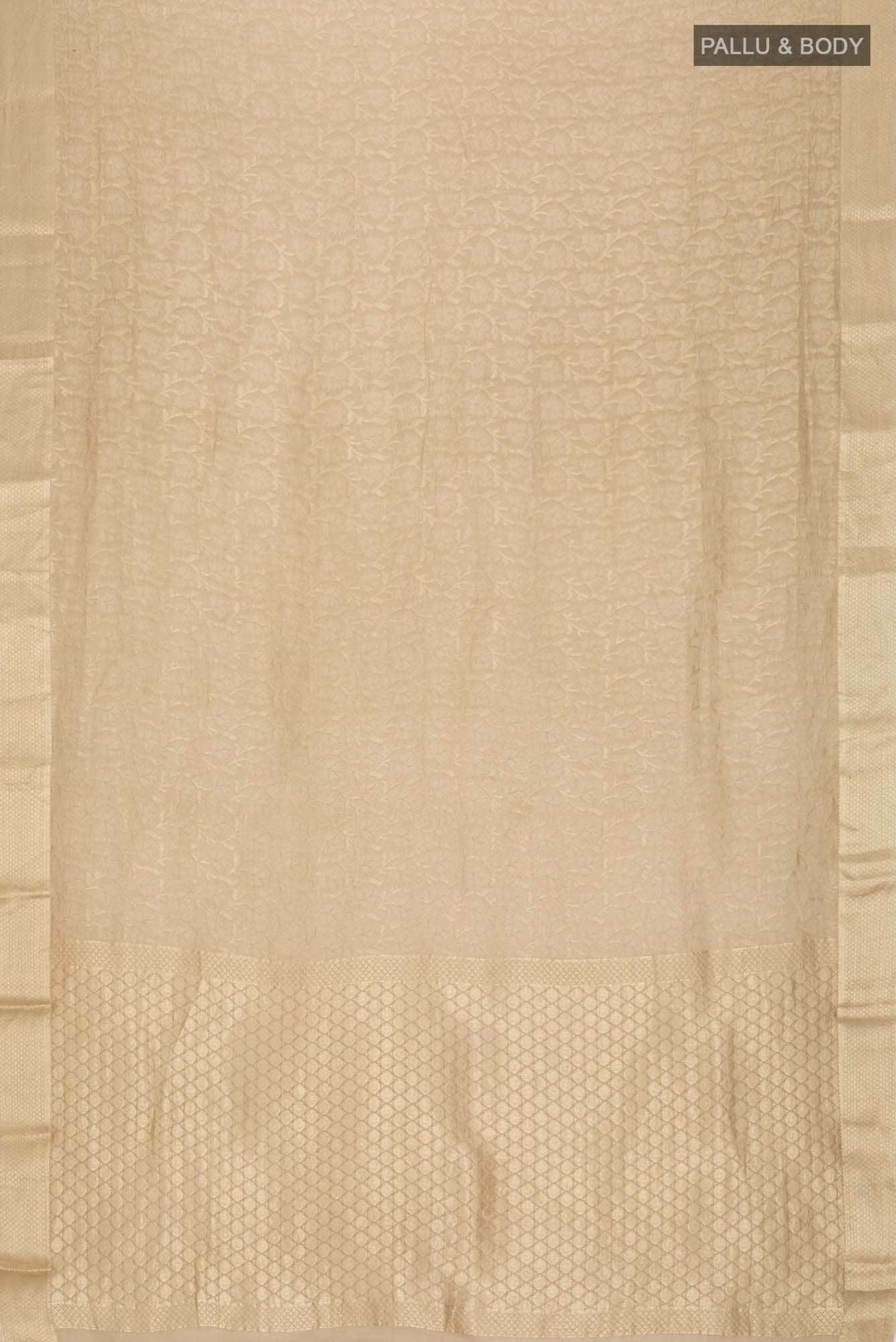 Beige Mysore Crepe Saree