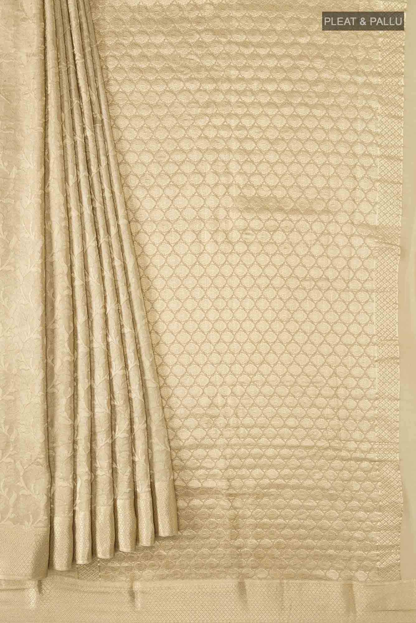 Beige Mysore Crepe Saree