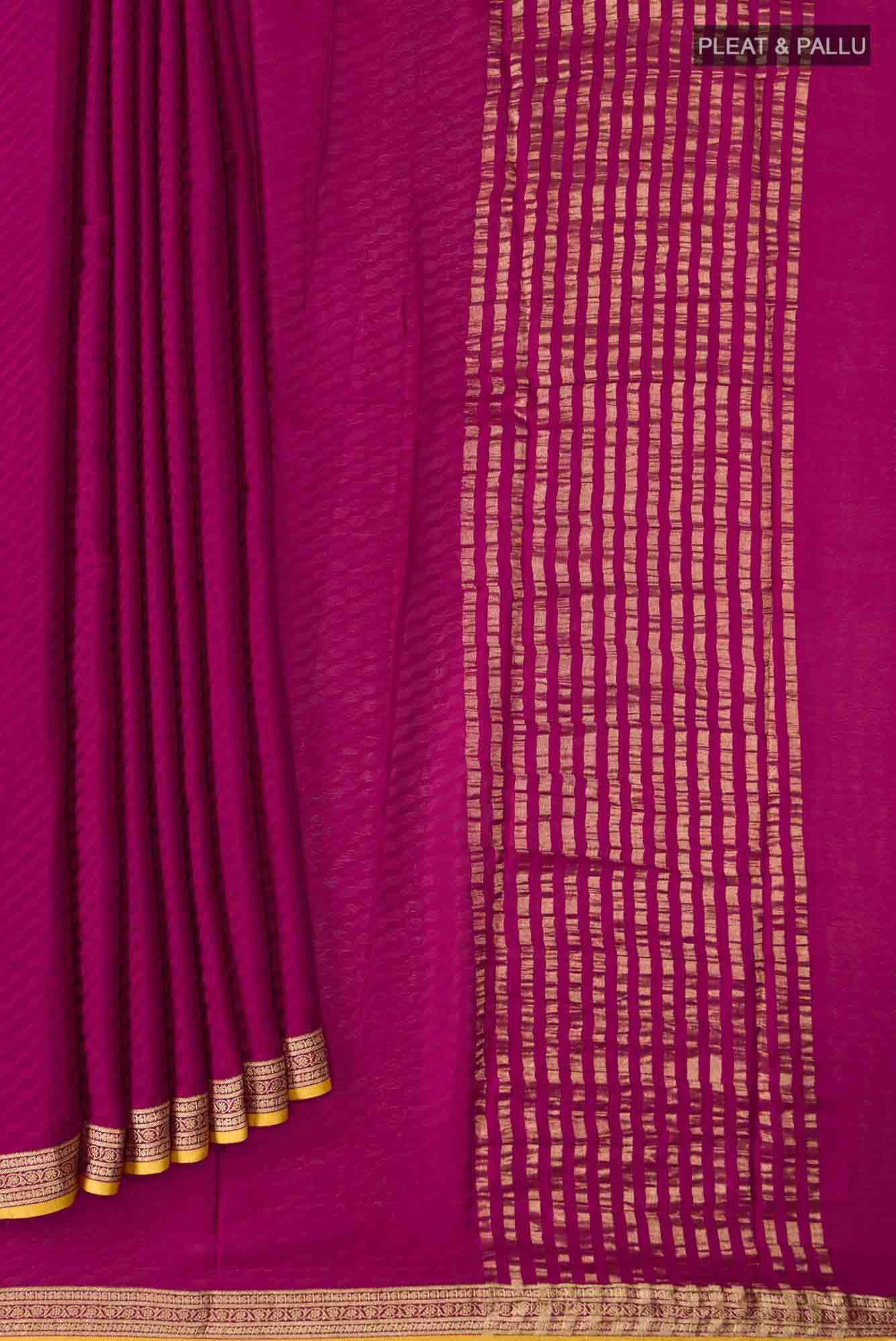 Dark Pink Mysore Crepe Saree
