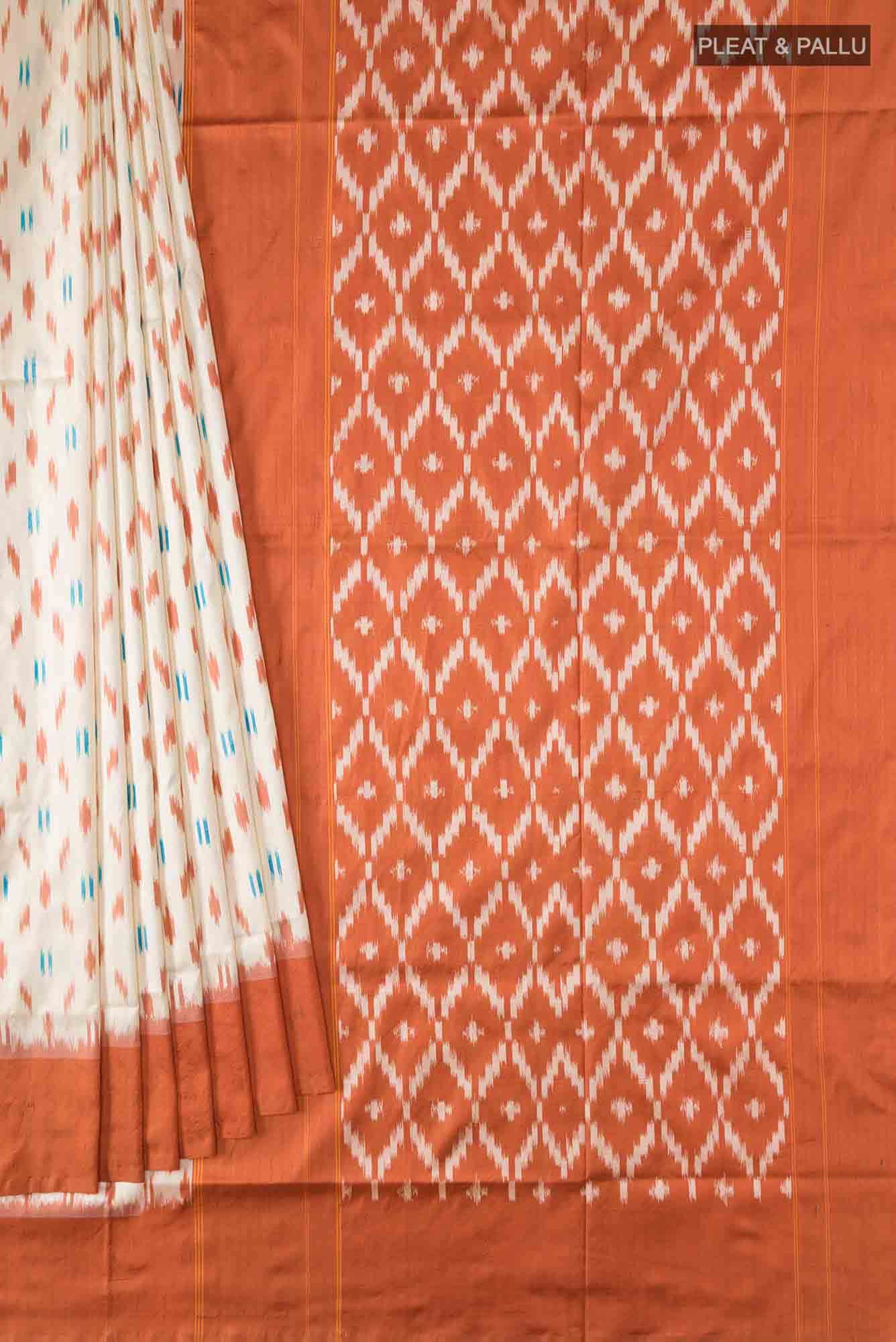 Cream Pochampally Silk Saree