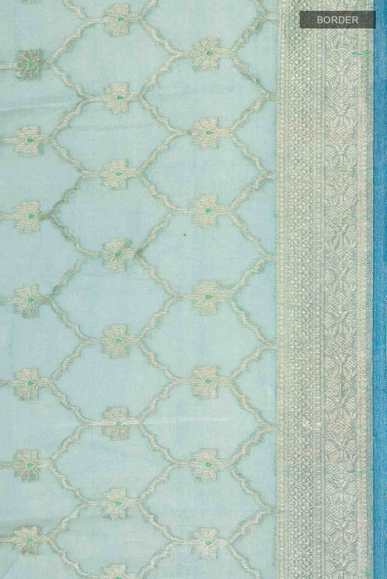 Blue Banarasi Kora Silk Saree