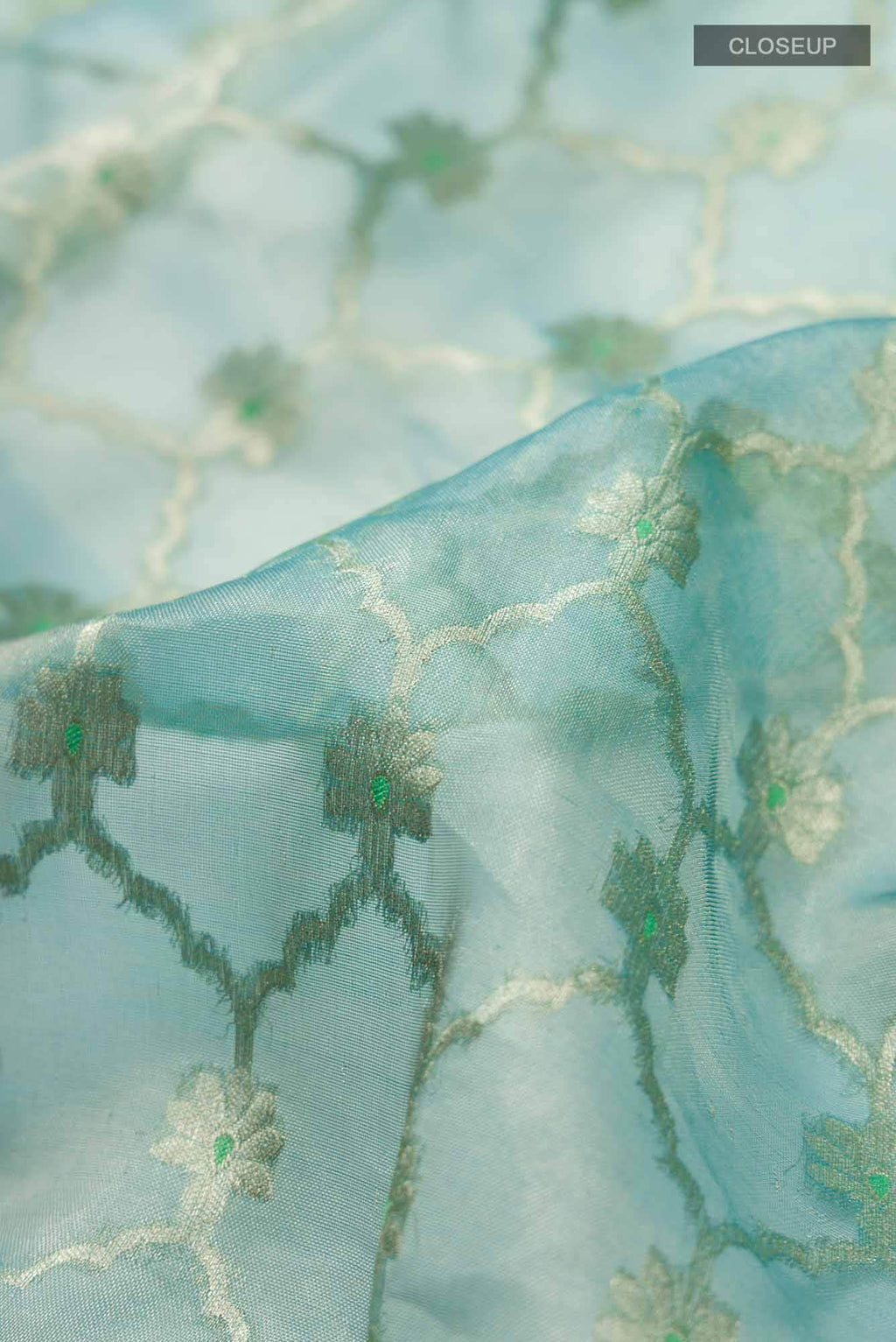 Blue Banarasi Kora Silk Saree