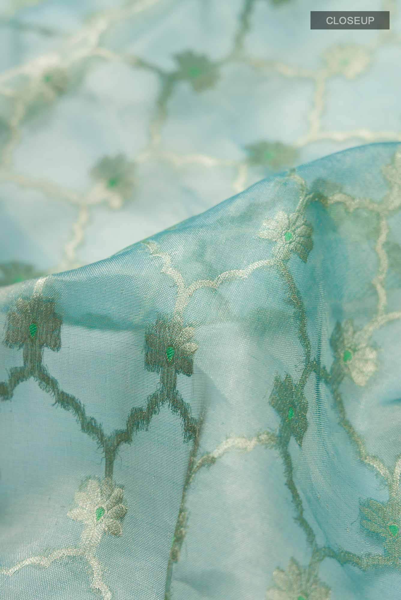 Blue Banarasi Kora Silk Saree