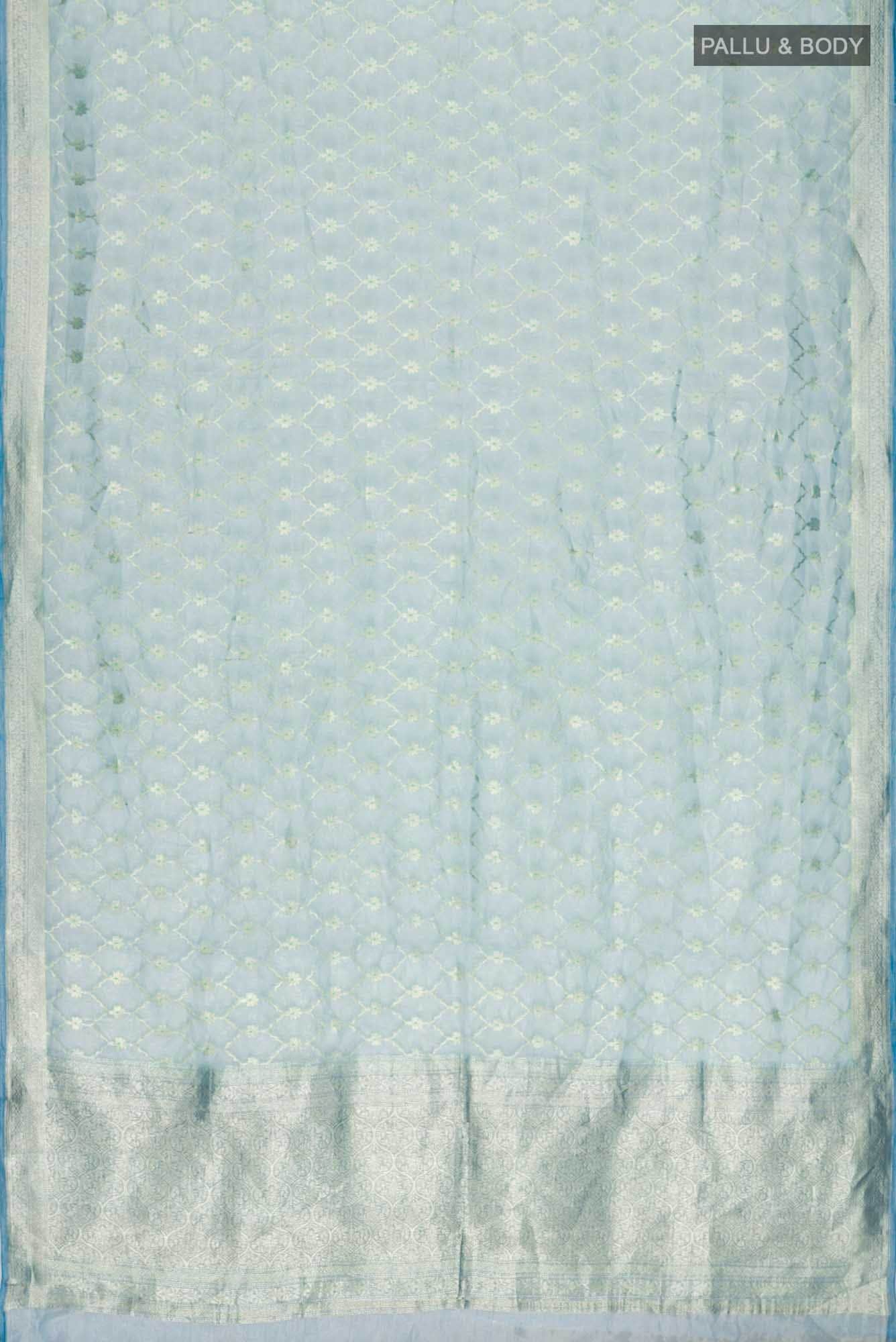 Blue Banarasi Kora Silk Saree