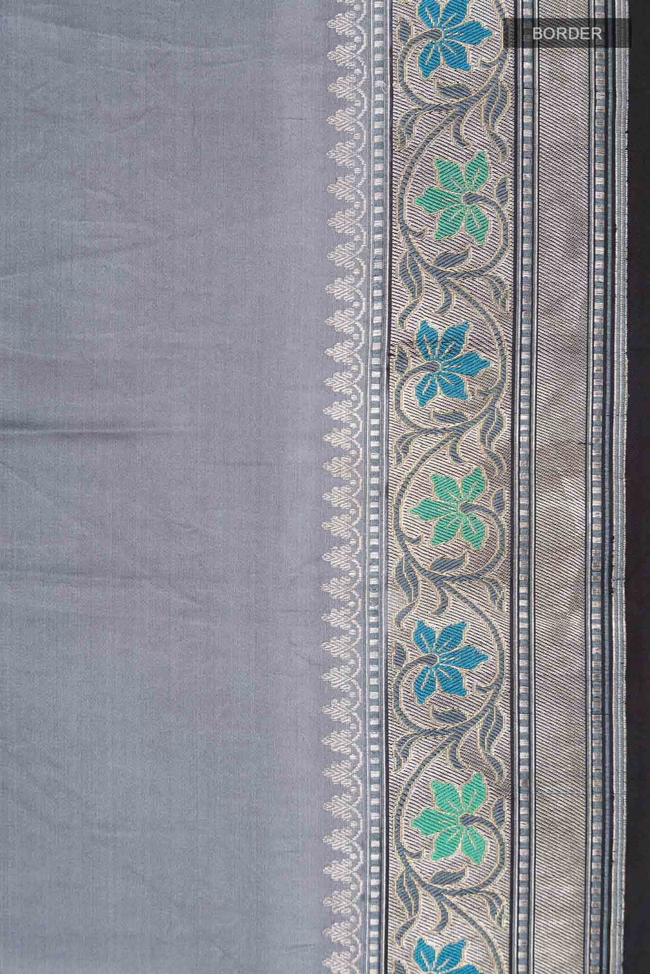 Grey Banarasi Silk Saree