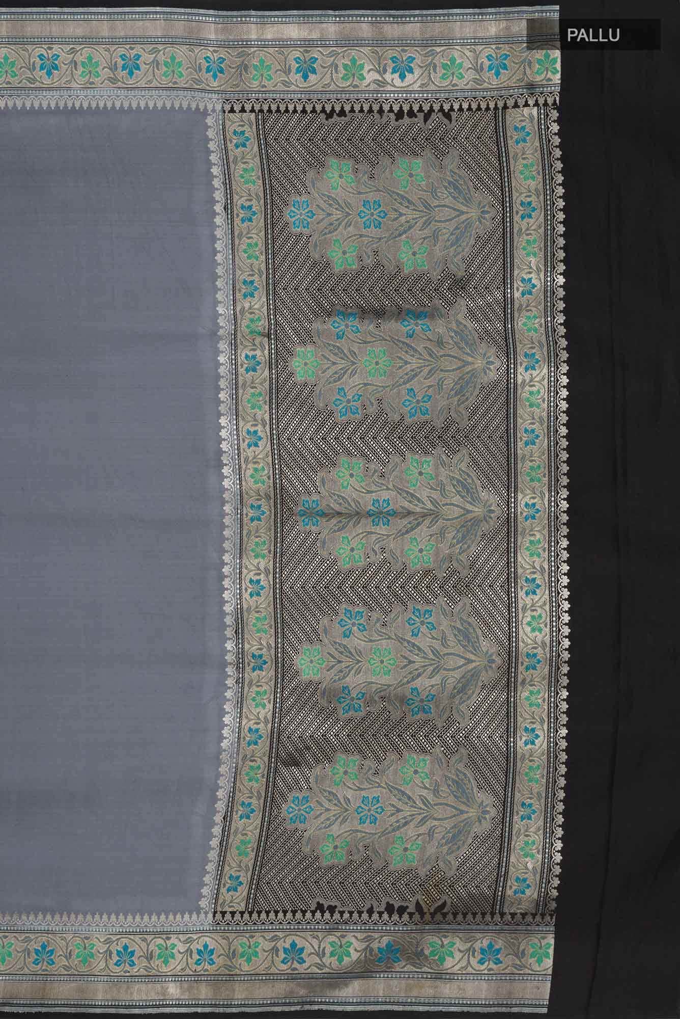 Grey Banarasi Silk Saree