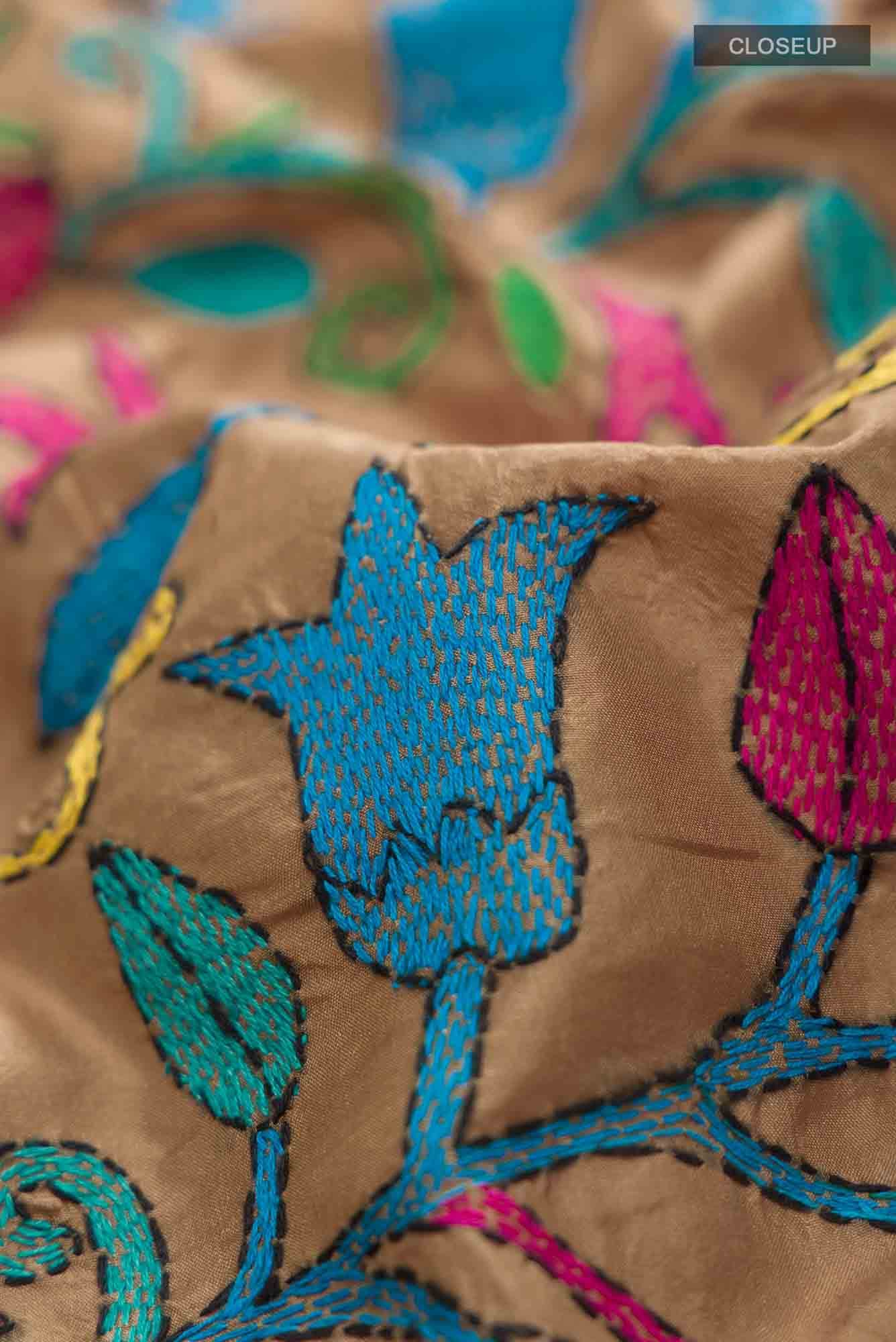 Dark Beige Tussar Silk Saree