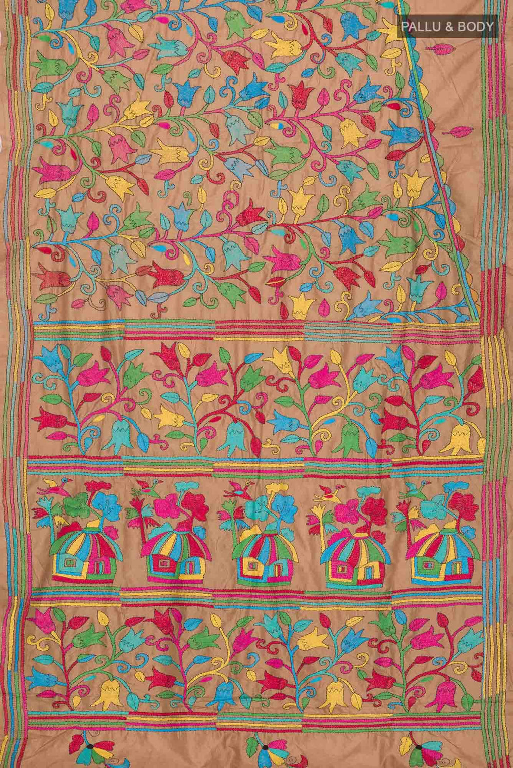 Dark Beige Tussar Silk Saree