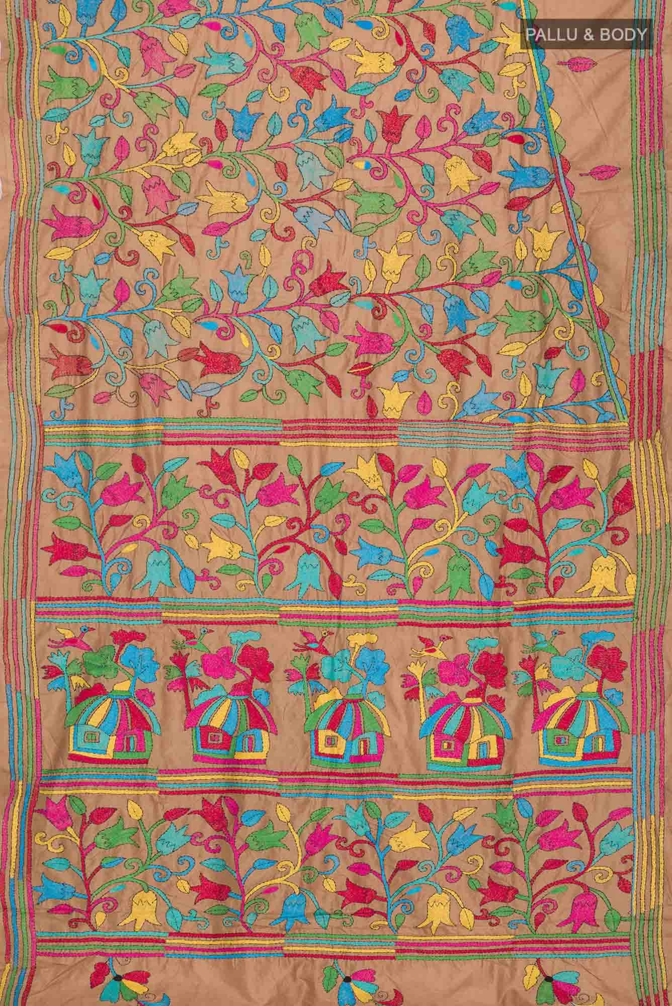 Dark Beige Tussar Silk Saree