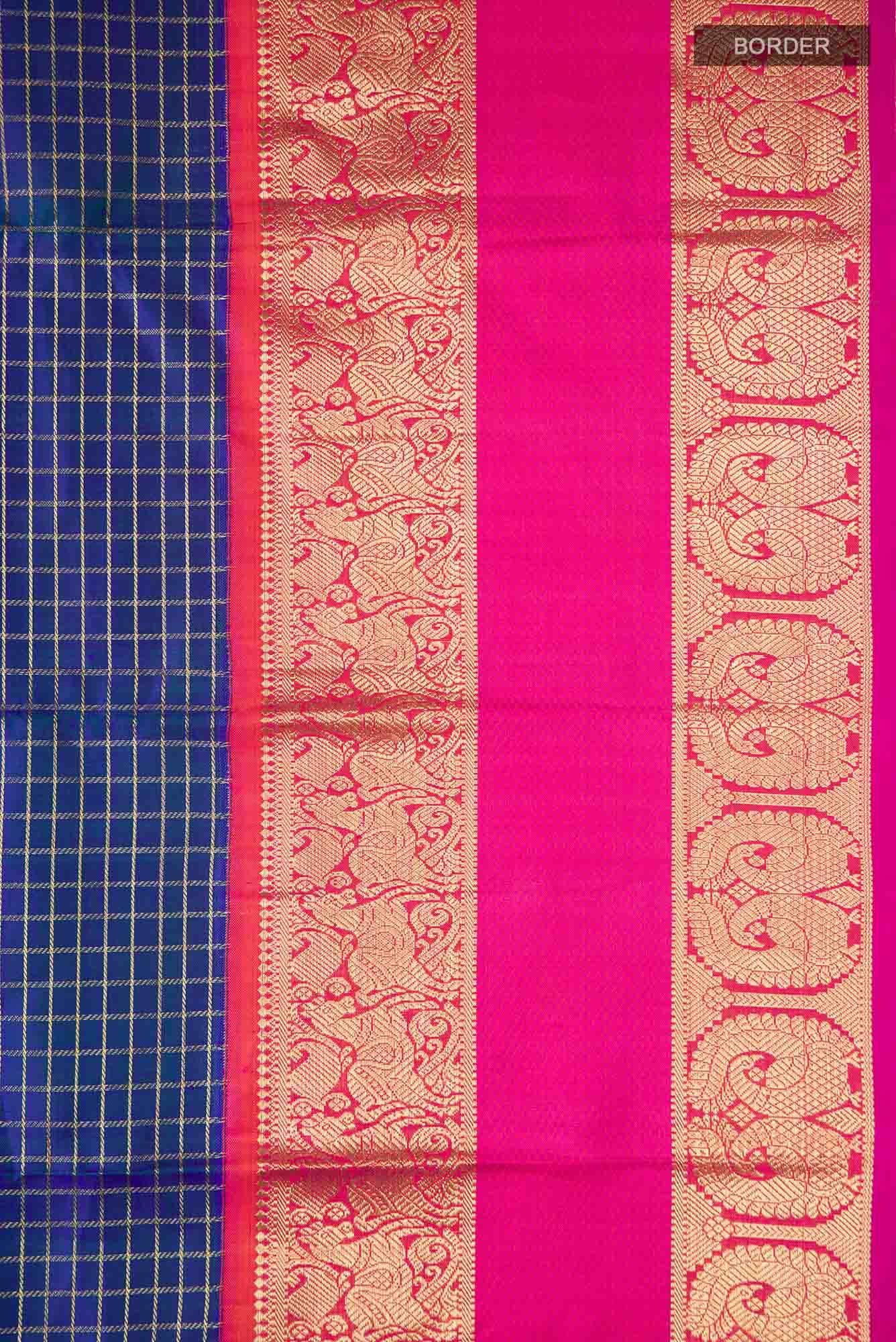 Pure Silk Pure Zari Blue Kanchipuram Saree