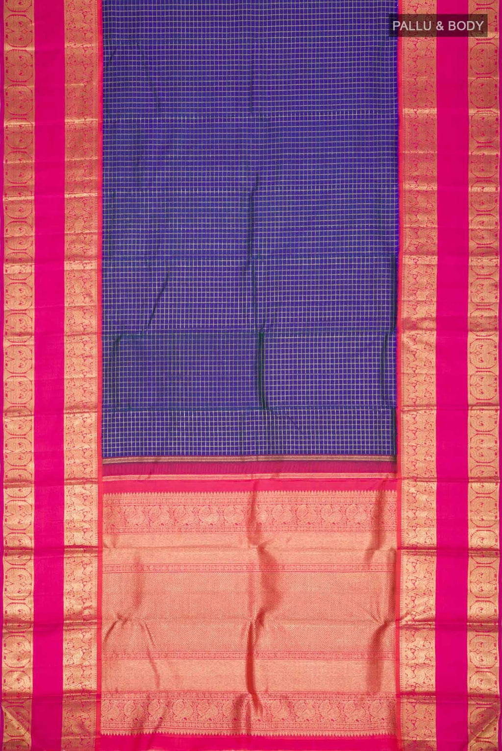 Pure Silk Pure Zari Blue Kanchipuram Saree