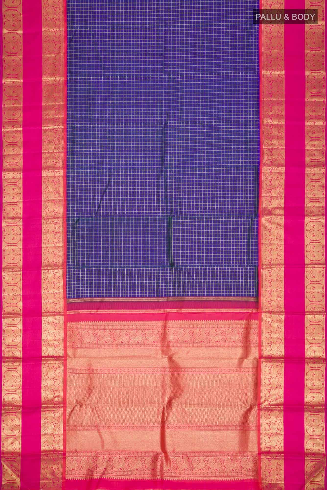 Pure Silk Pure Zari Blue Kanchipuram Saree