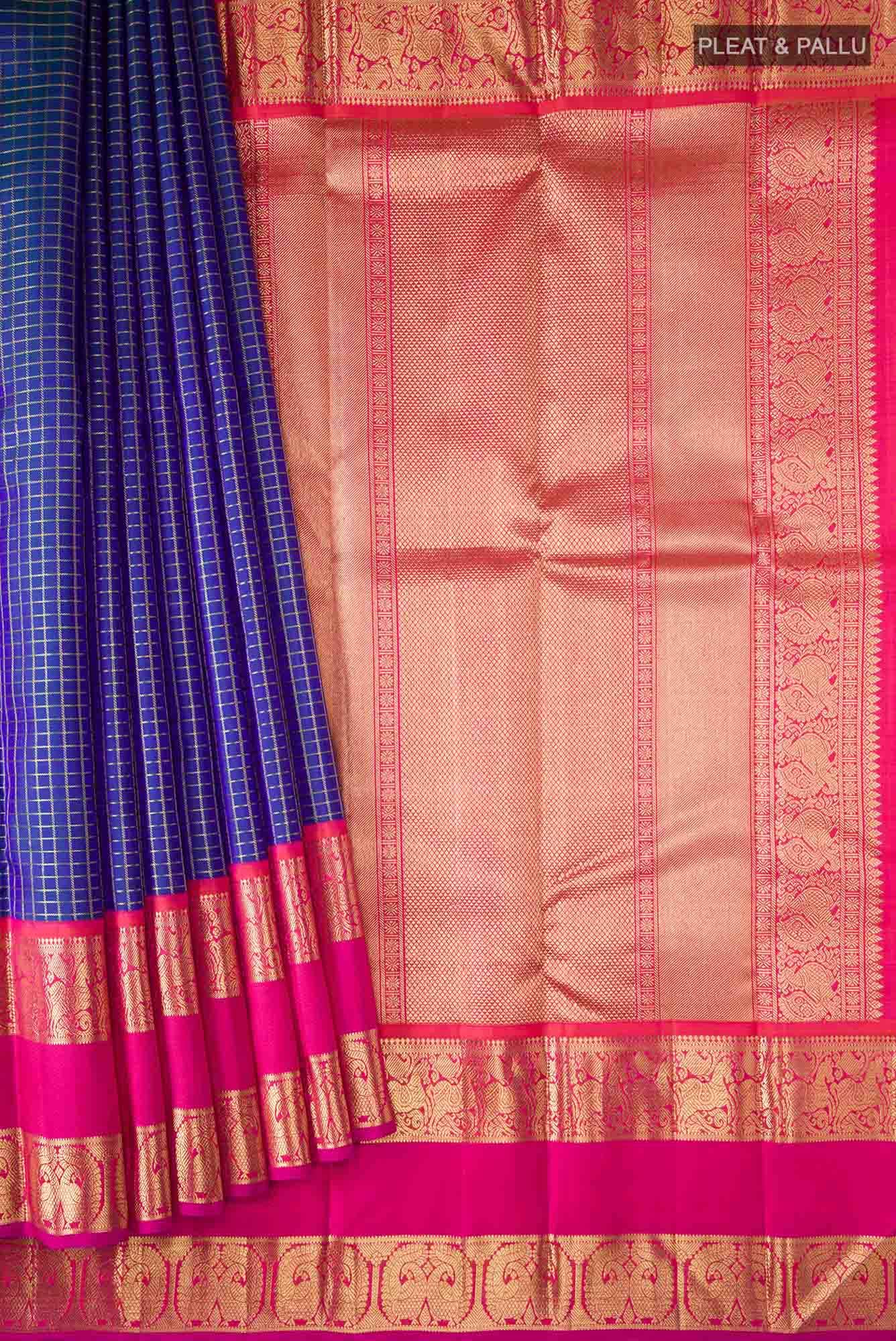 Pure Silk Pure Zari Blue Kanchipuram Saree