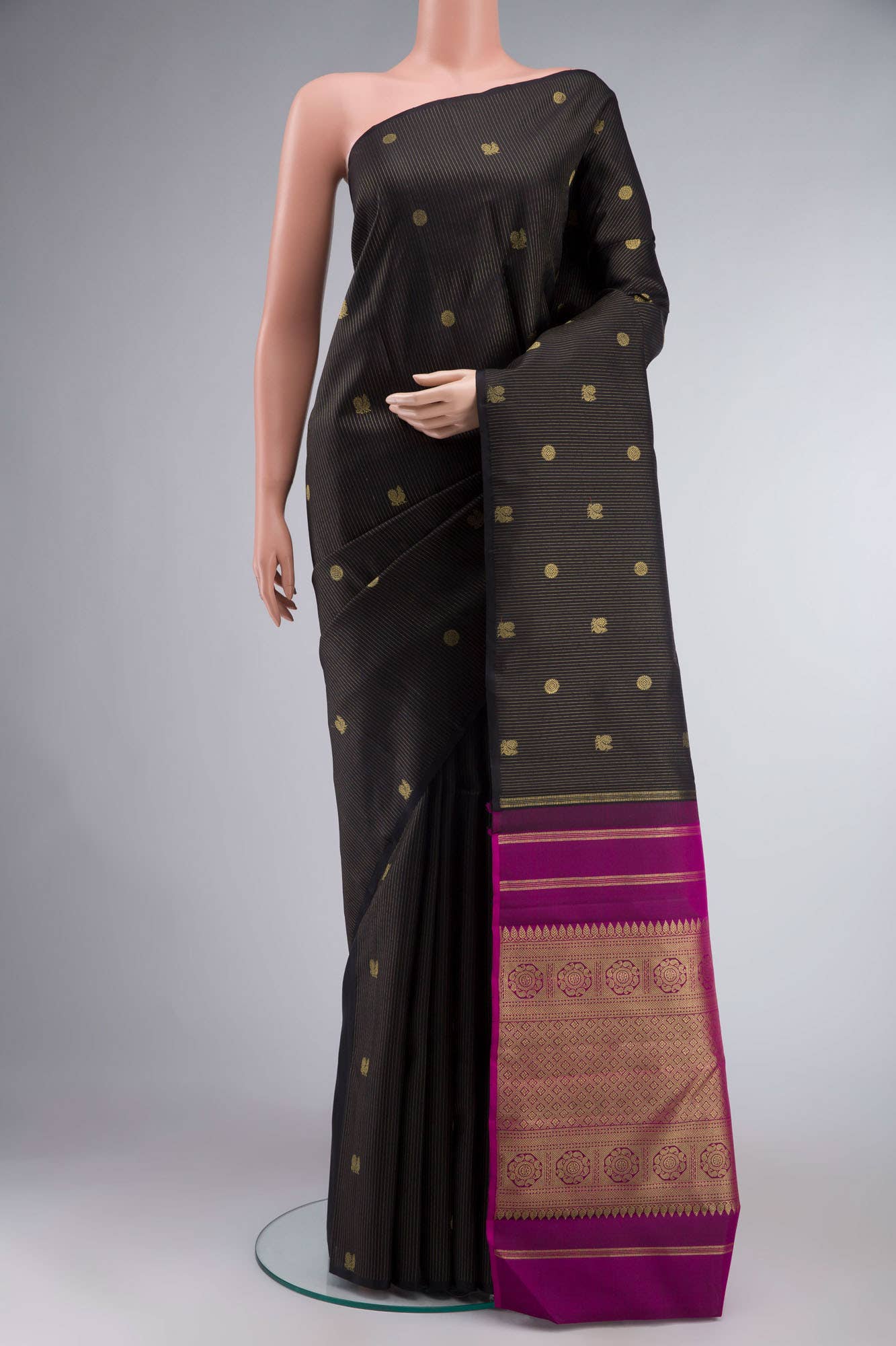Black Kanchipuram Silk Saree