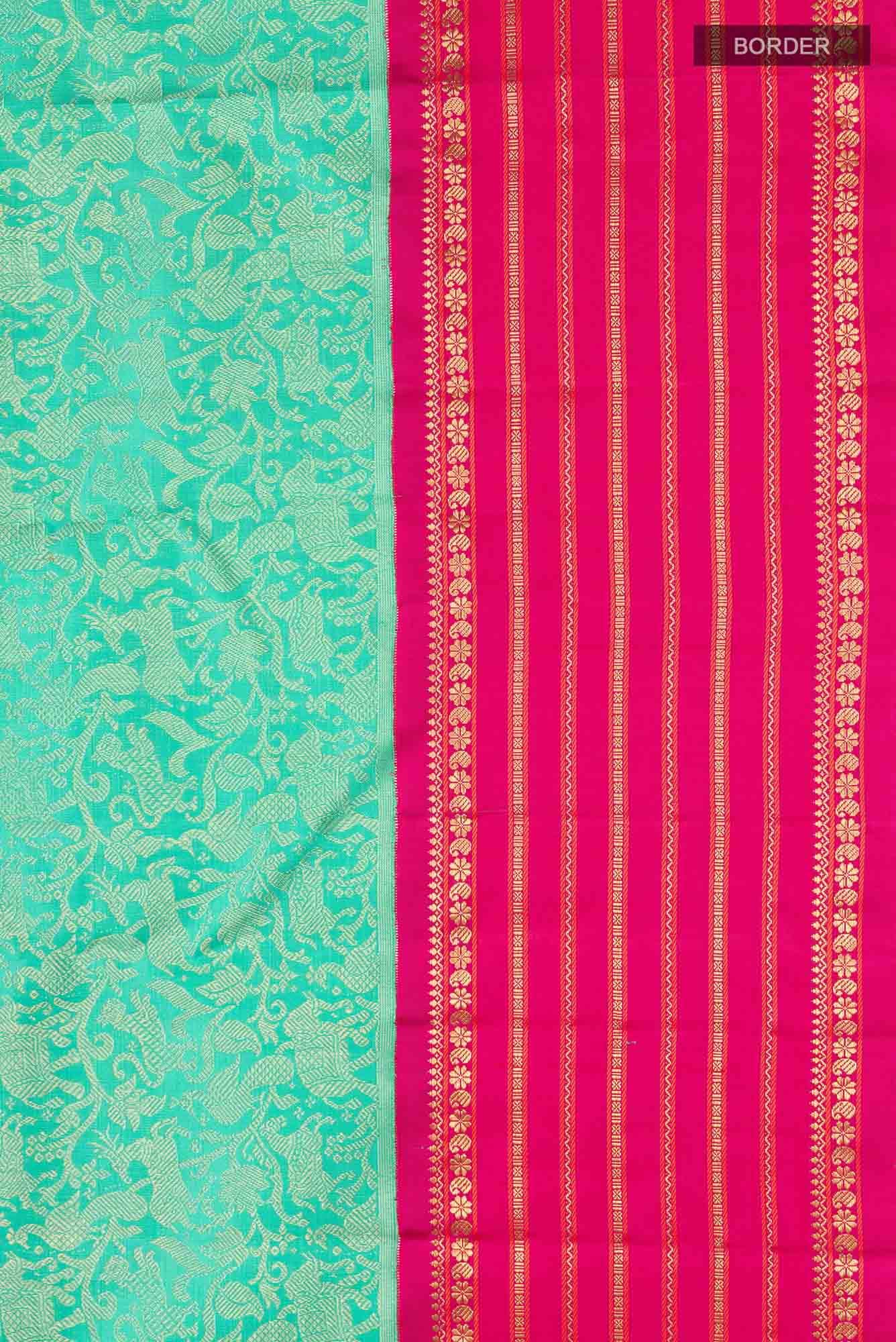 Pure Silk Pure Zari Turquoise Kanchipuram Saree
