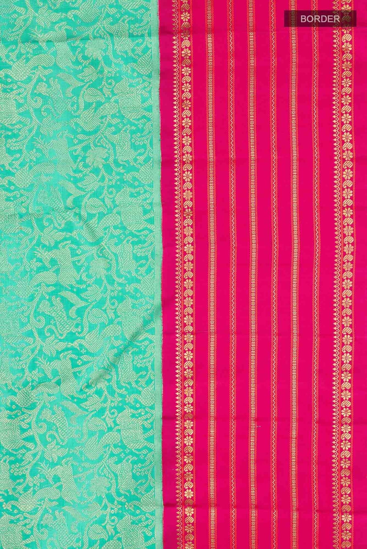 Pure Silk Pure Zari Turquoise Kanjivaram Saree