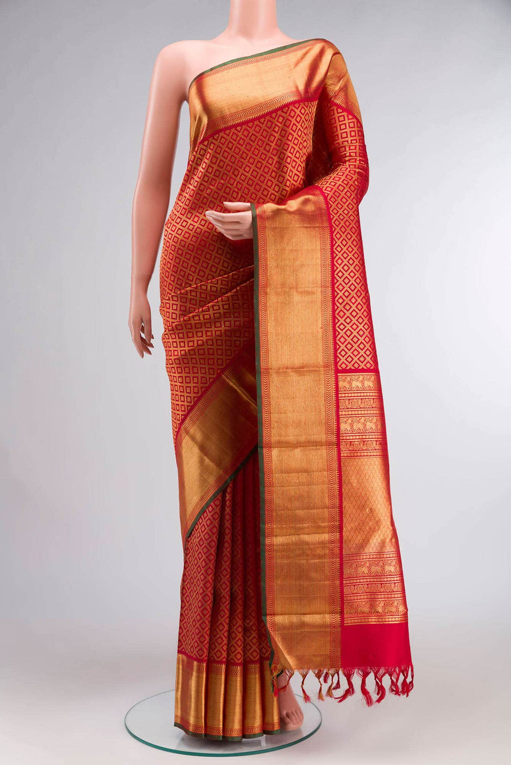 Pure Silk Pure Zari Red Kanchipuram Saree