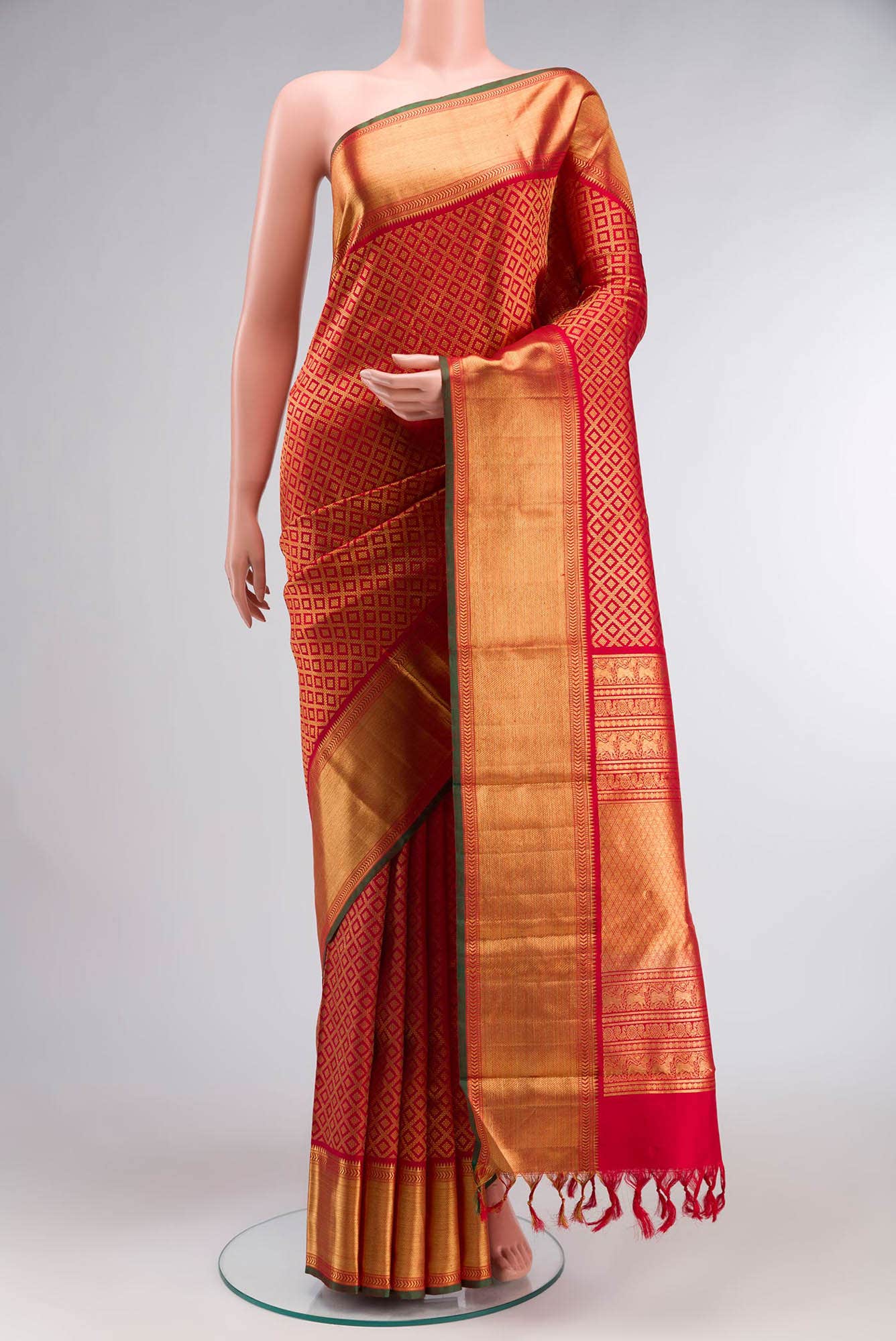 Pure Silk Pure Zari Red Kanchipuram Saree