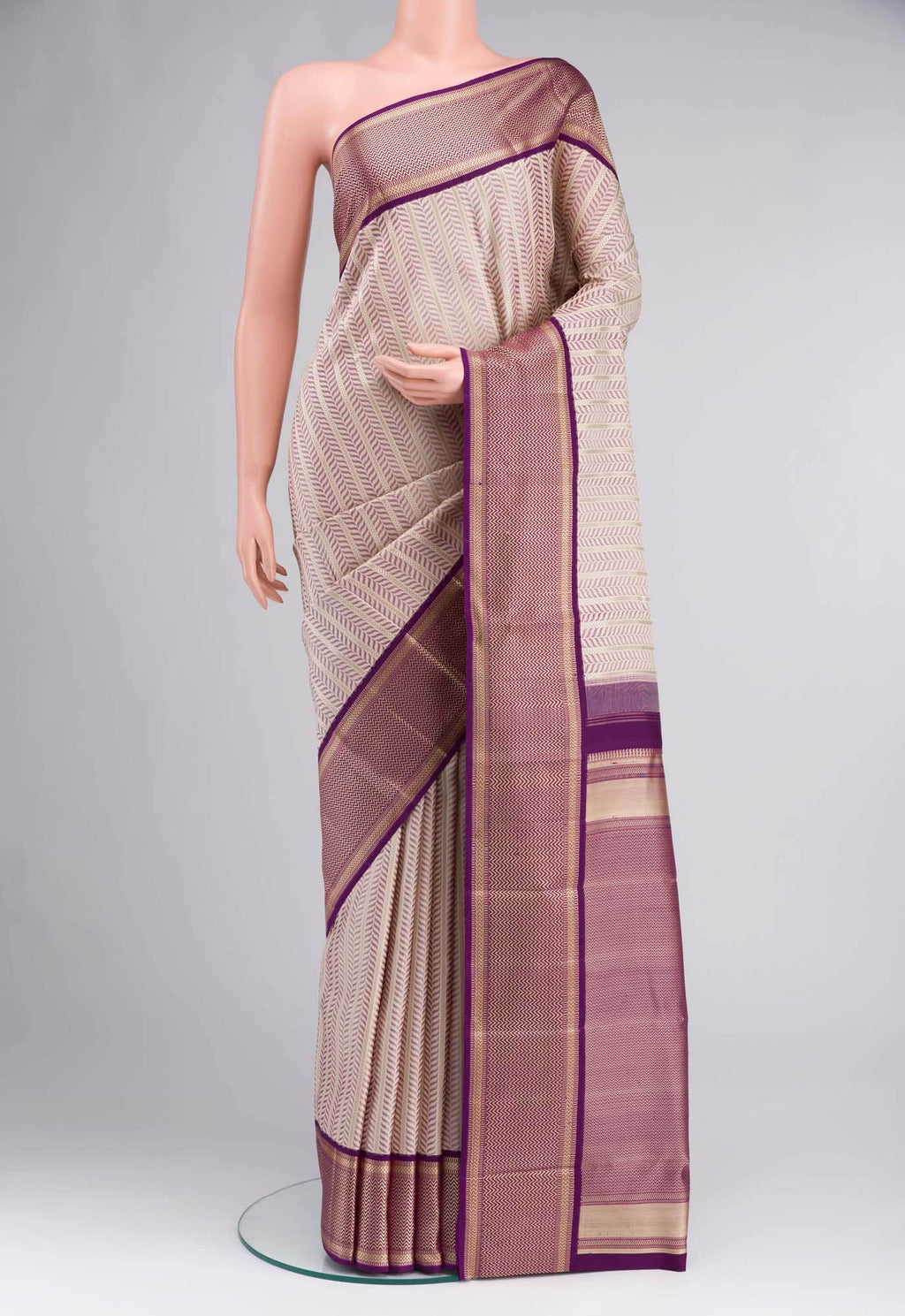 Beige Kanchipuram Silk Saree