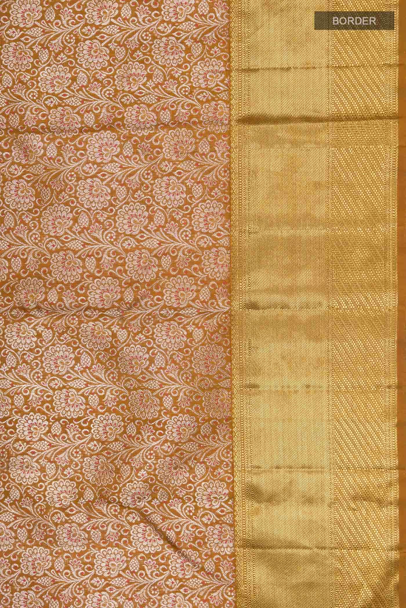 Mustard Kanchipuram Silk Saree
