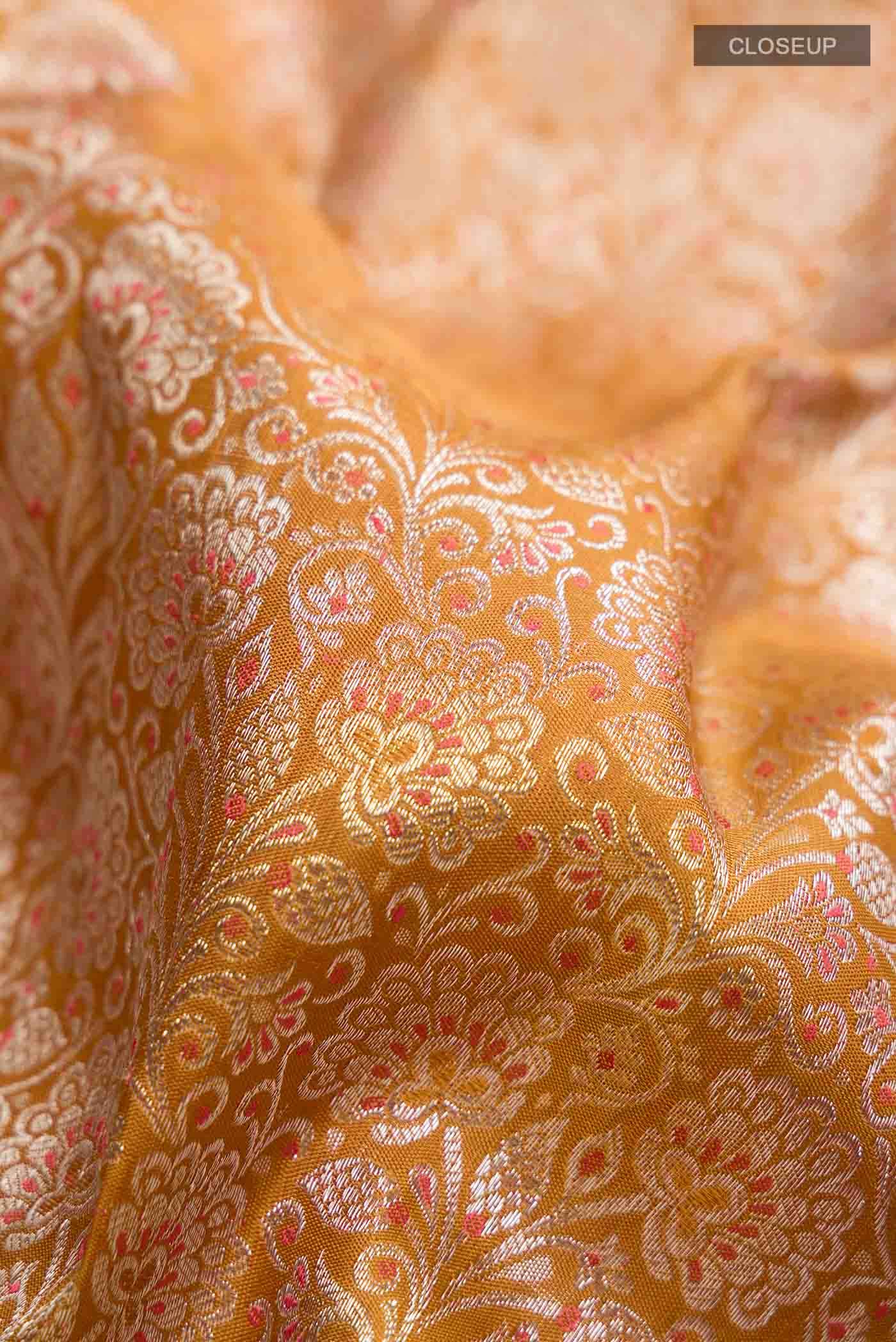 Mustard Kanchipuram Silk Saree