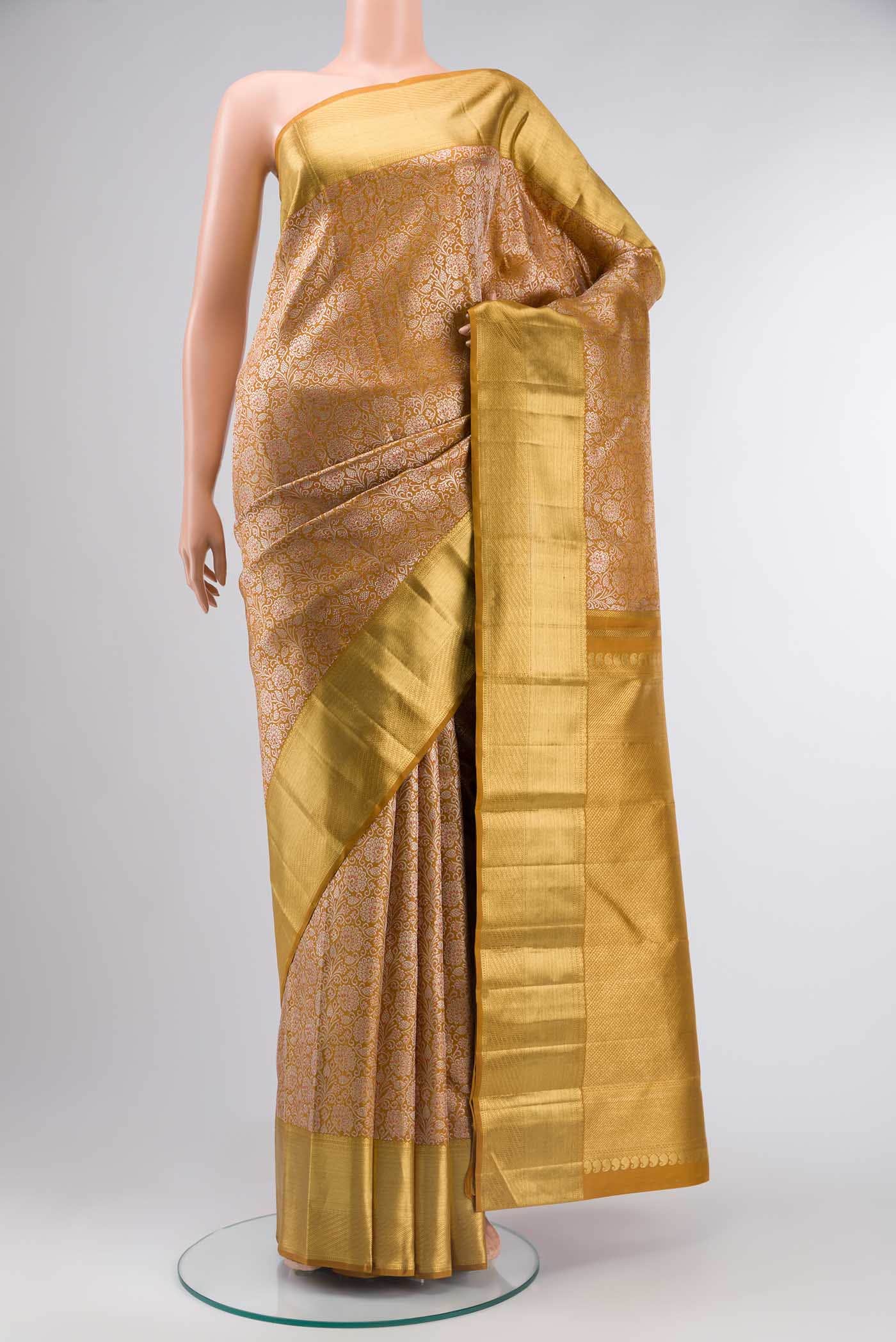 Mustard Kanchipuram Silk Saree