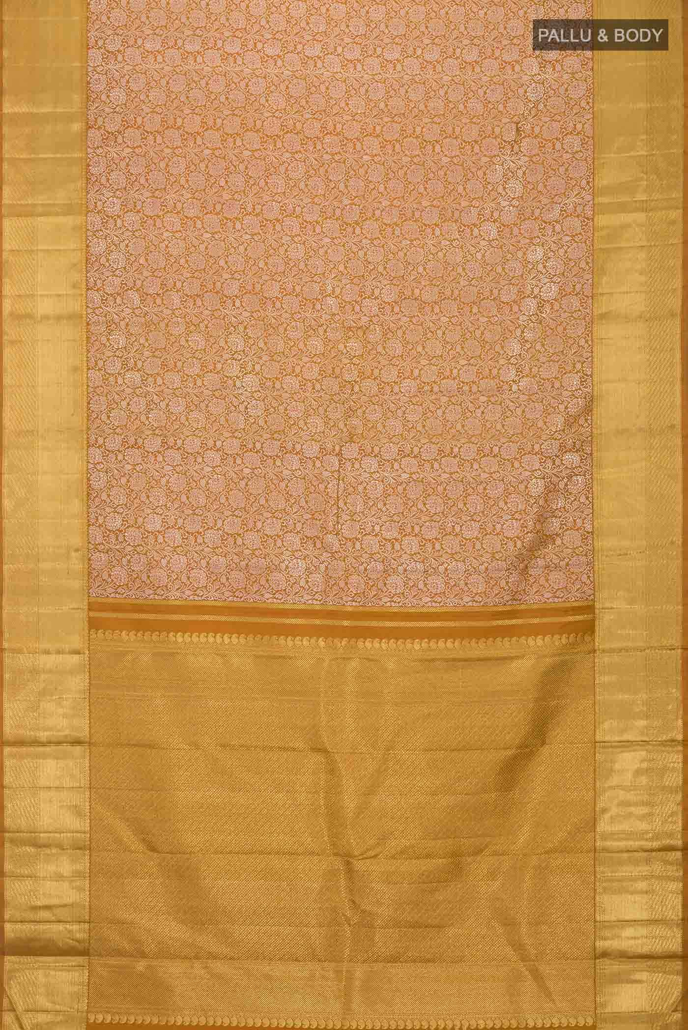 Mustard Kanchipuram Silk Saree